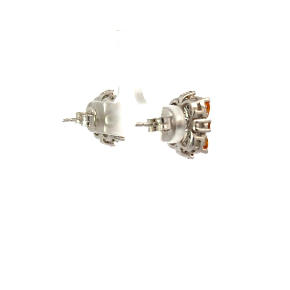 Women's Elegant Citrine Birthstone Floral Silver Stud Earrings for Mother's Day Gift For Sale