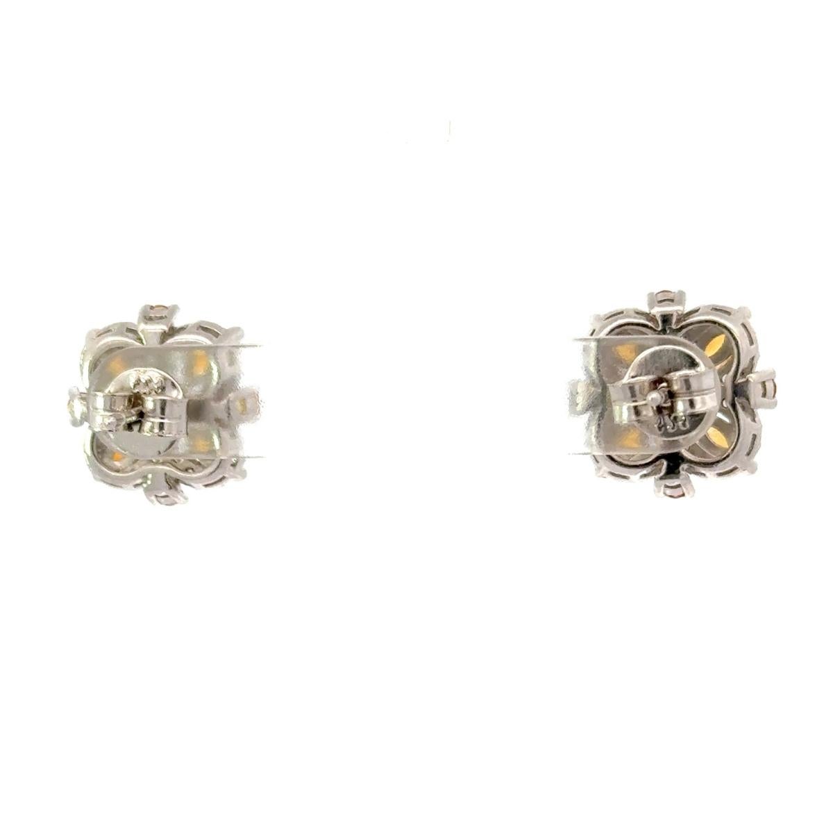 Elegant Citrine Birthstone Floral Silver Stud Earrings for Mother's Day Gift For Sale 2