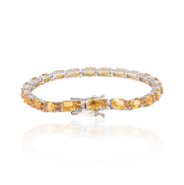 Mixed Cut Elegant Citrine Tennis Bracelet in 925 Sterling Silver Gift for Daughter For Sale