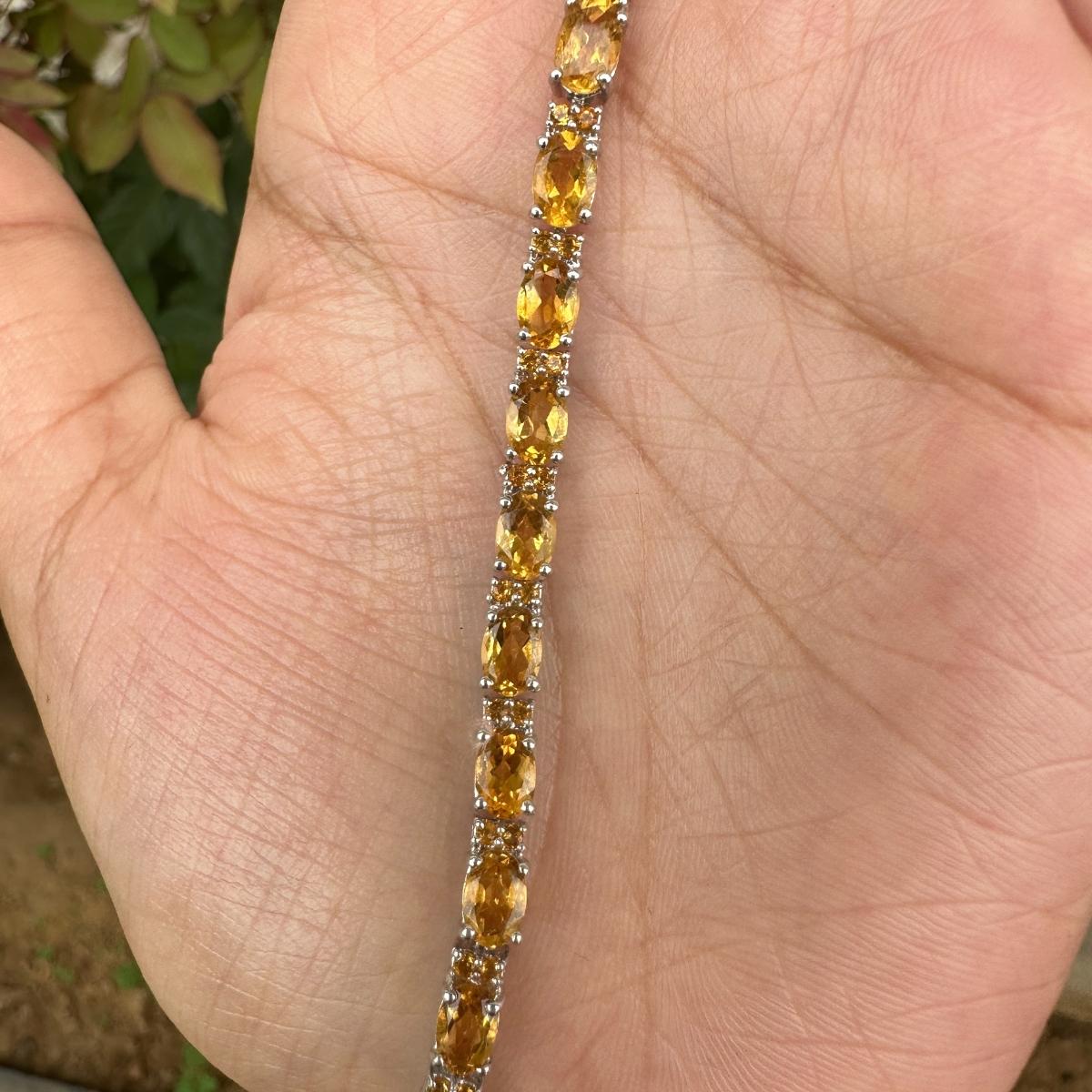 Elegant Citrine Tennis Bracelet in 925 Sterling Silver Gift for Daughter For Sale 3