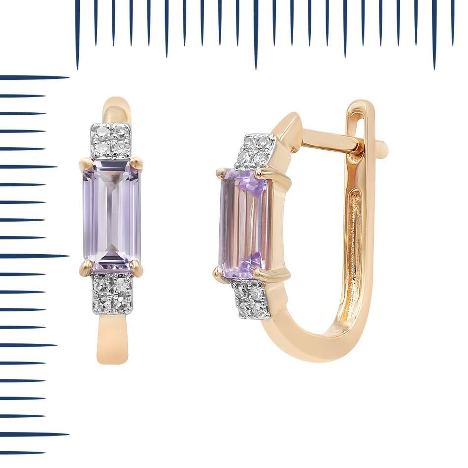 Earrings Pink Gold 14 K 

Diamond 16-RND17-0,05-4/6A
Amethyst 2-RND-0,62 3/2

Weight 2.07 grams

With a heritage of ancient fine Swiss jewelry traditions, NATKINA is a Geneva based jewellery brand, which creates modern jewellery masterpieces