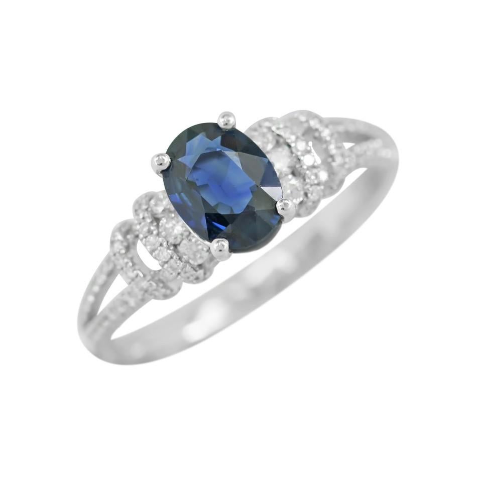 Modern Elegant Classic Combination Blue Sapphire Diamond White Gold Earrings For Sale