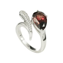 Elegant Classic Combination Garnet Diamond White Gold Earrings