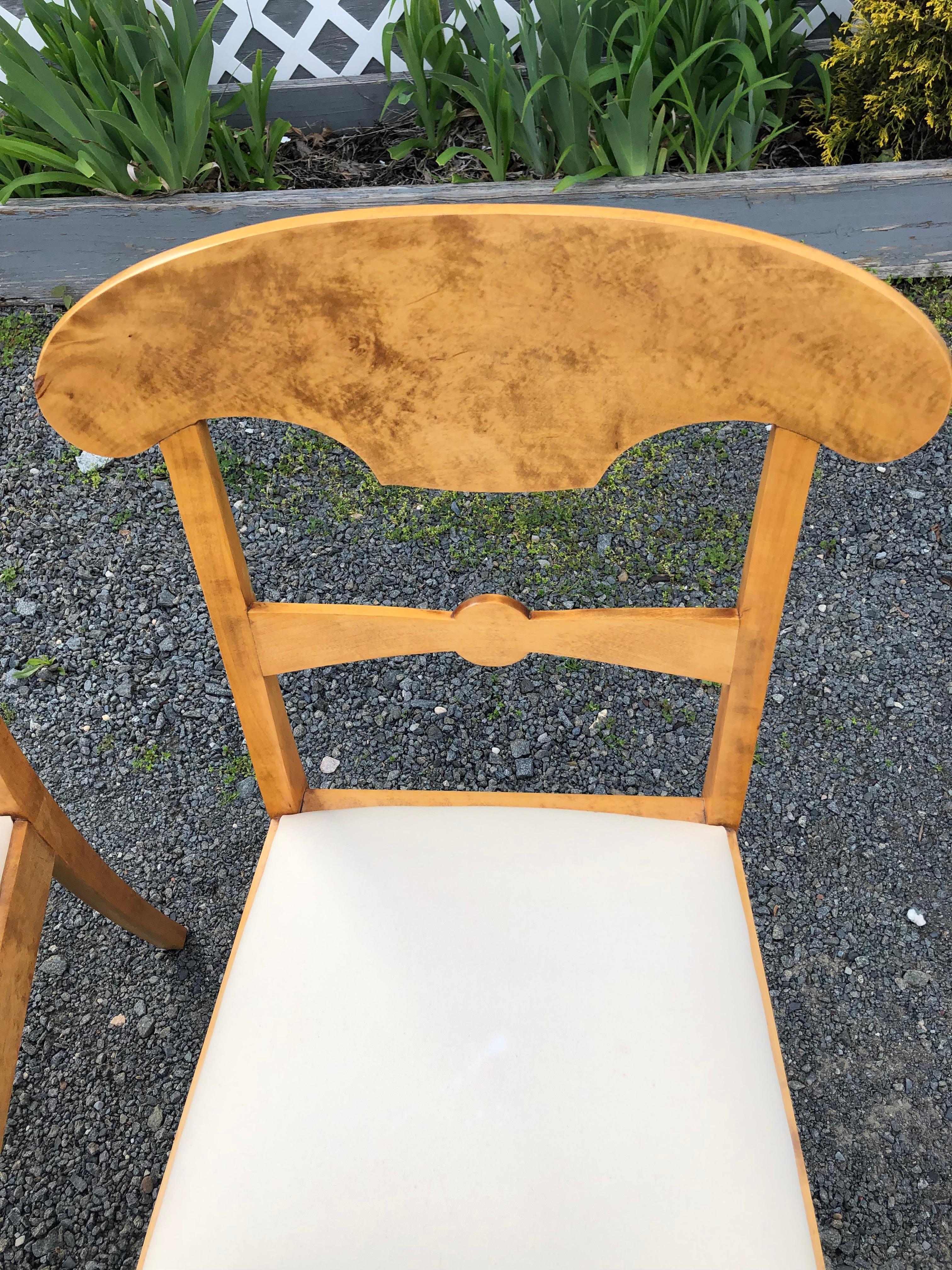 Elegant Classic Pair of Biedermeier Side Chairs For Sale 1