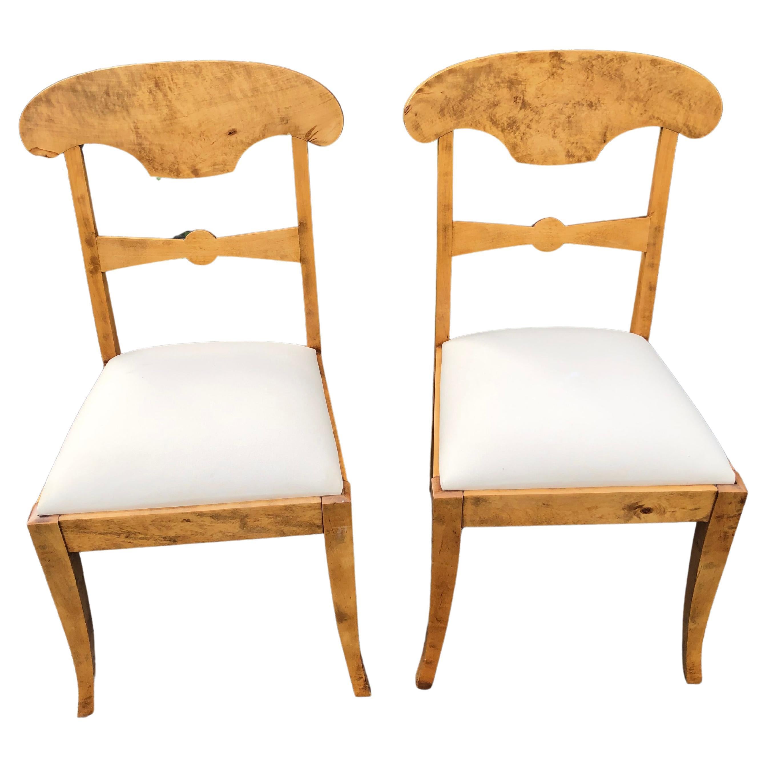Elegant Classic Pair of Biedermeier Side Chairs For Sale