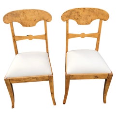 Antique Elegant Classic Pair of Biedermeier Side Chairs