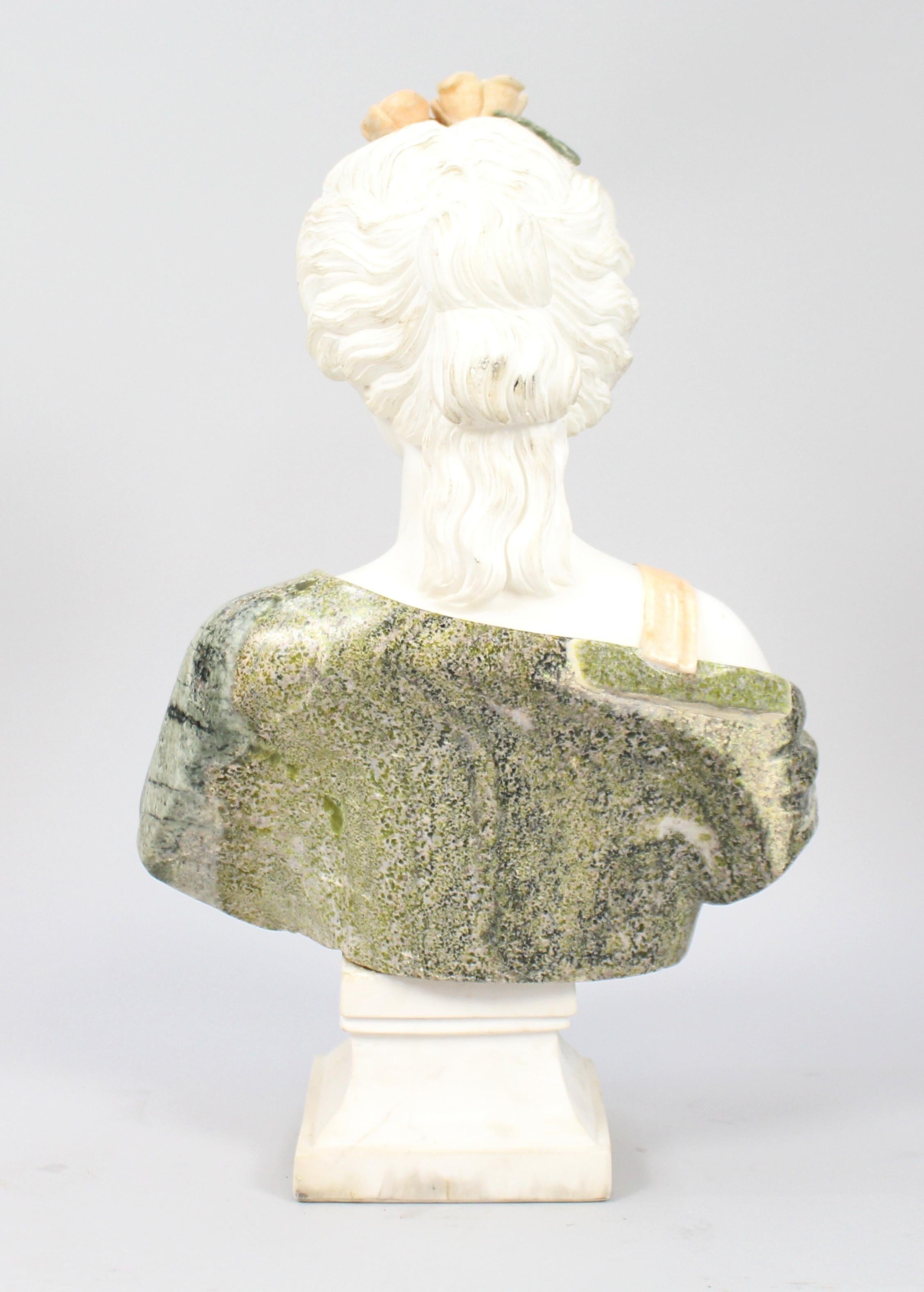 20th Century Elegant Classical Style Marble Bust of Lady For Sale