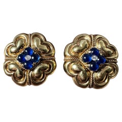 Elegant Clip-On Earring 18k Gold and Sapphires