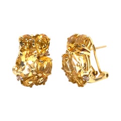 Elegant Clustered Citrine Leverback Vermeil Earrings