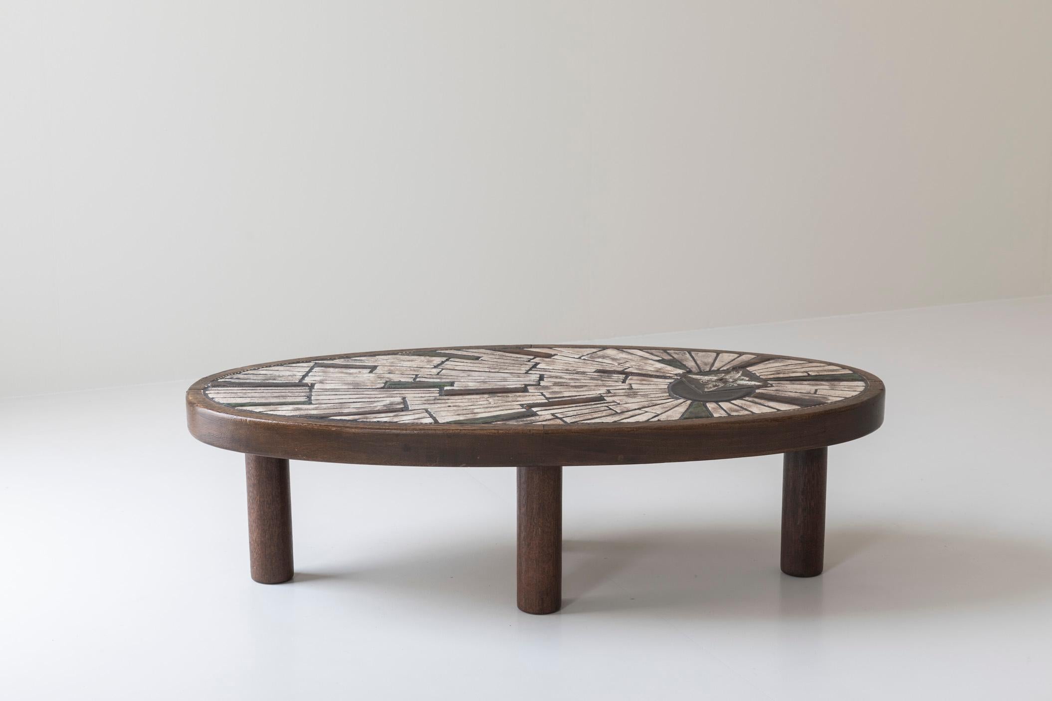 Elegant coffee table by Barrois for Vallauris, France 1960s. 4