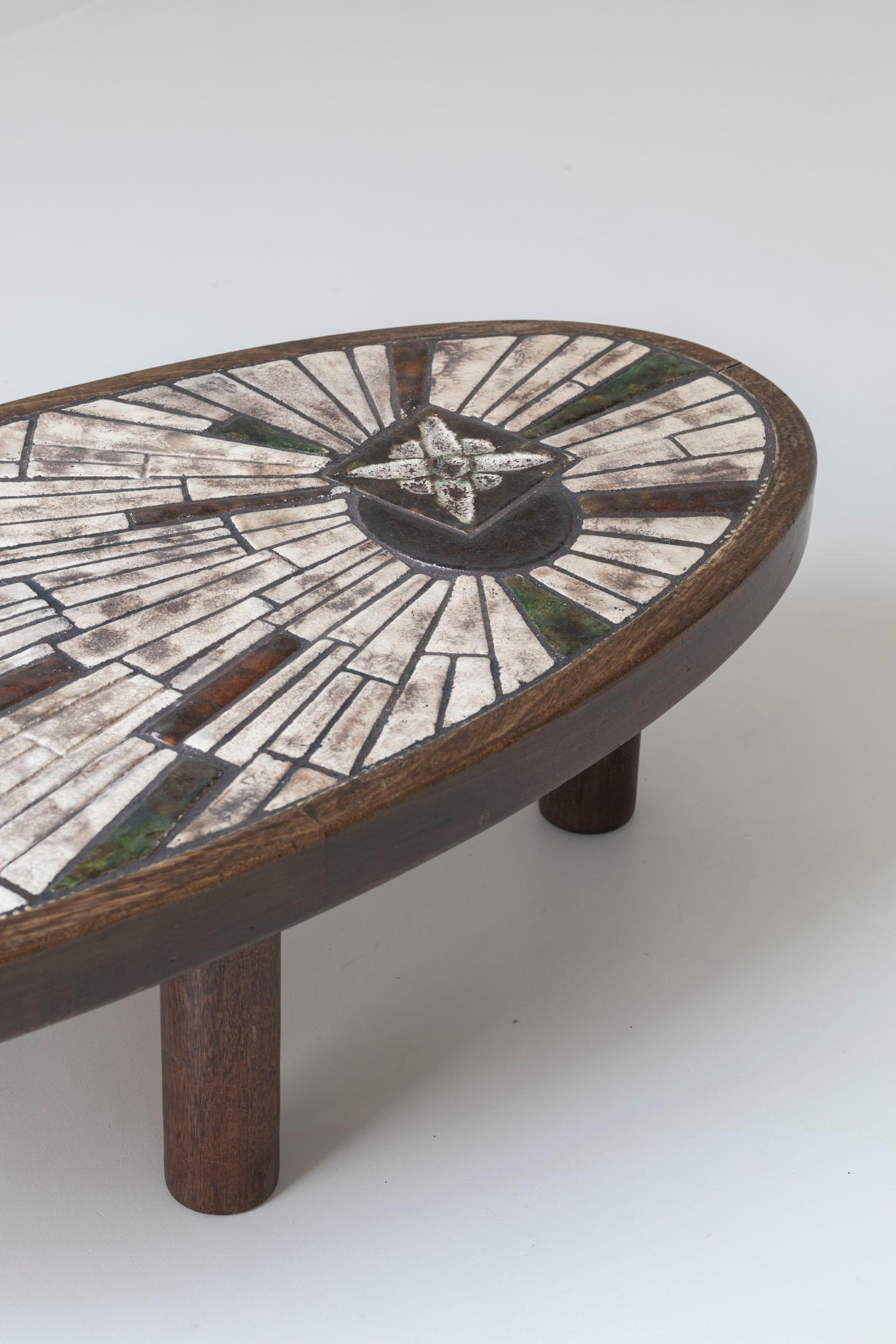 Mid-Century Modern Elegant coffee table by Barrois for Vallauris, France 1960s.