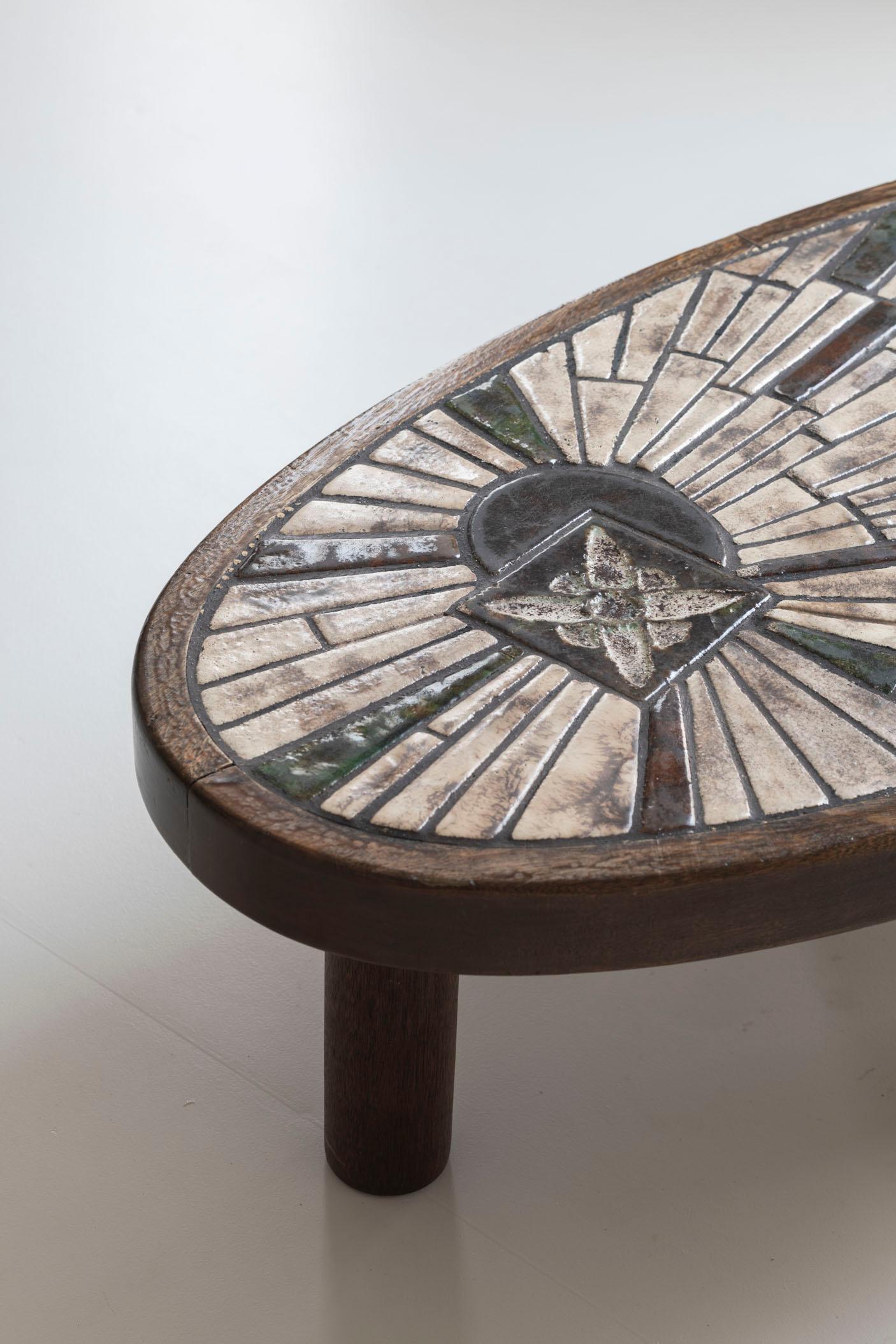 French Elegant coffee table by Barrois for Vallauris, France 1960s.