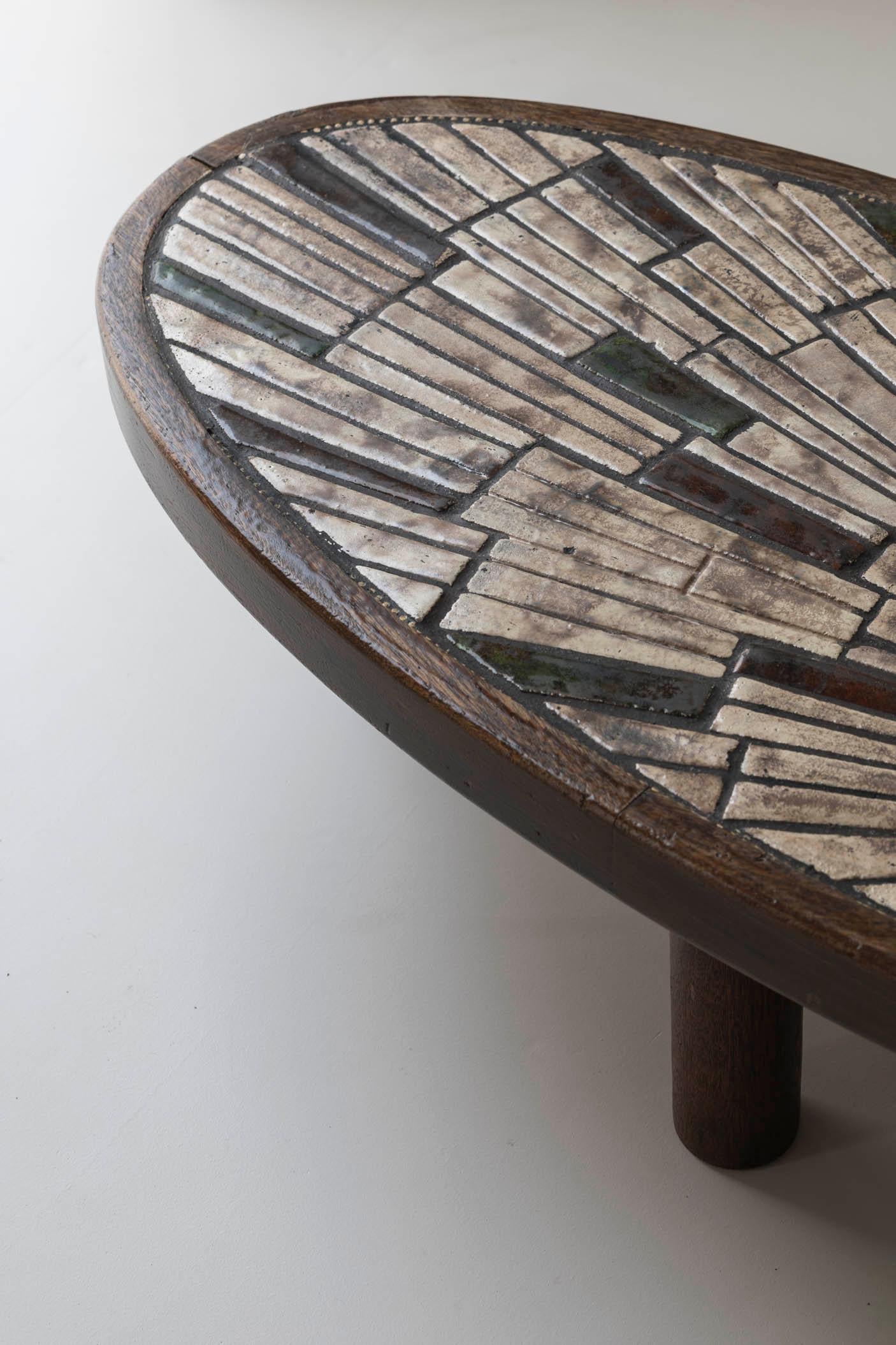 Mid-20th Century Elegant coffee table by Barrois for Vallauris, France 1960s.