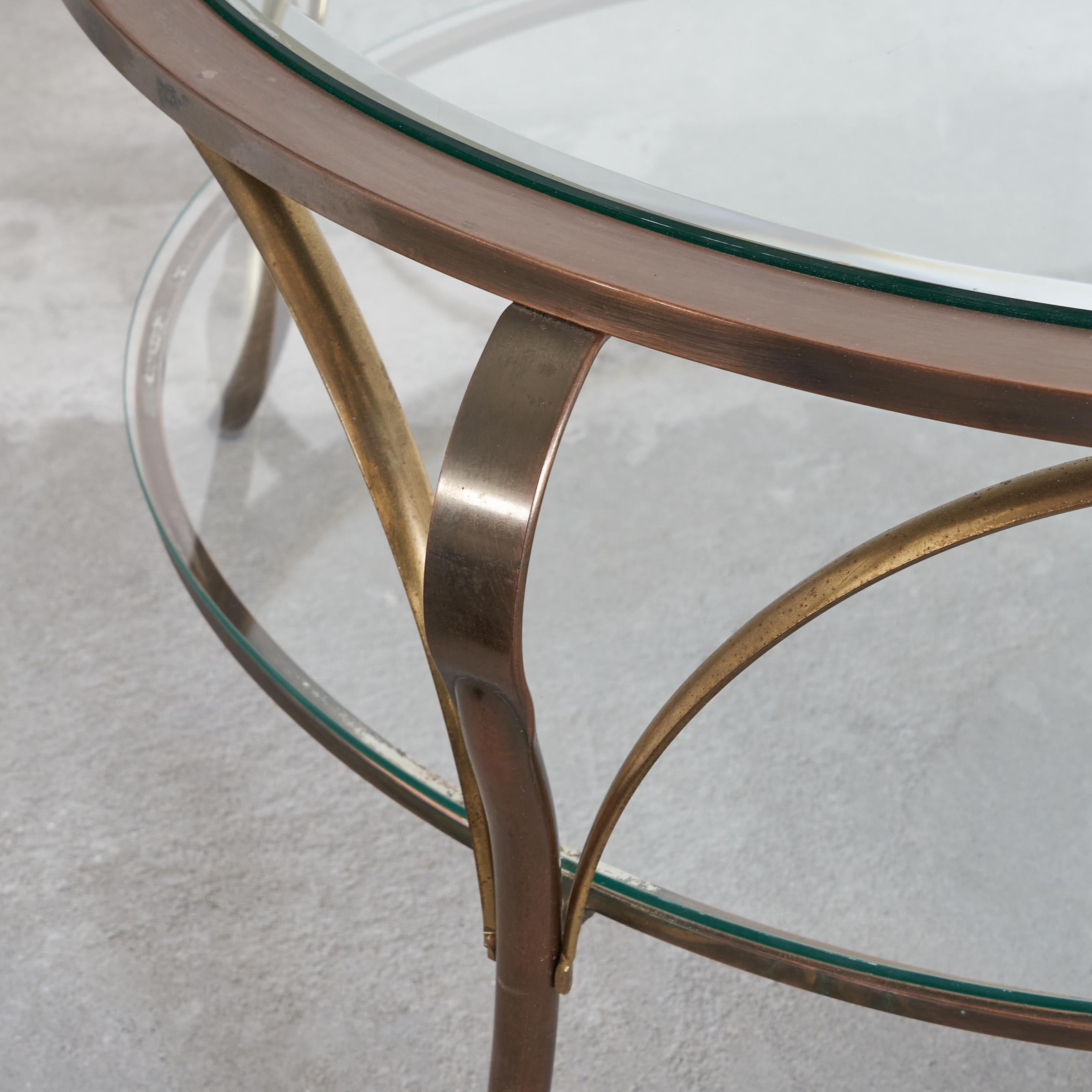 Dutch Elegant Coffee Table in Glass and Brass For Sale