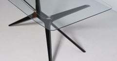 Elegant Coffee Table with Glass Top and Sleek Black Legs