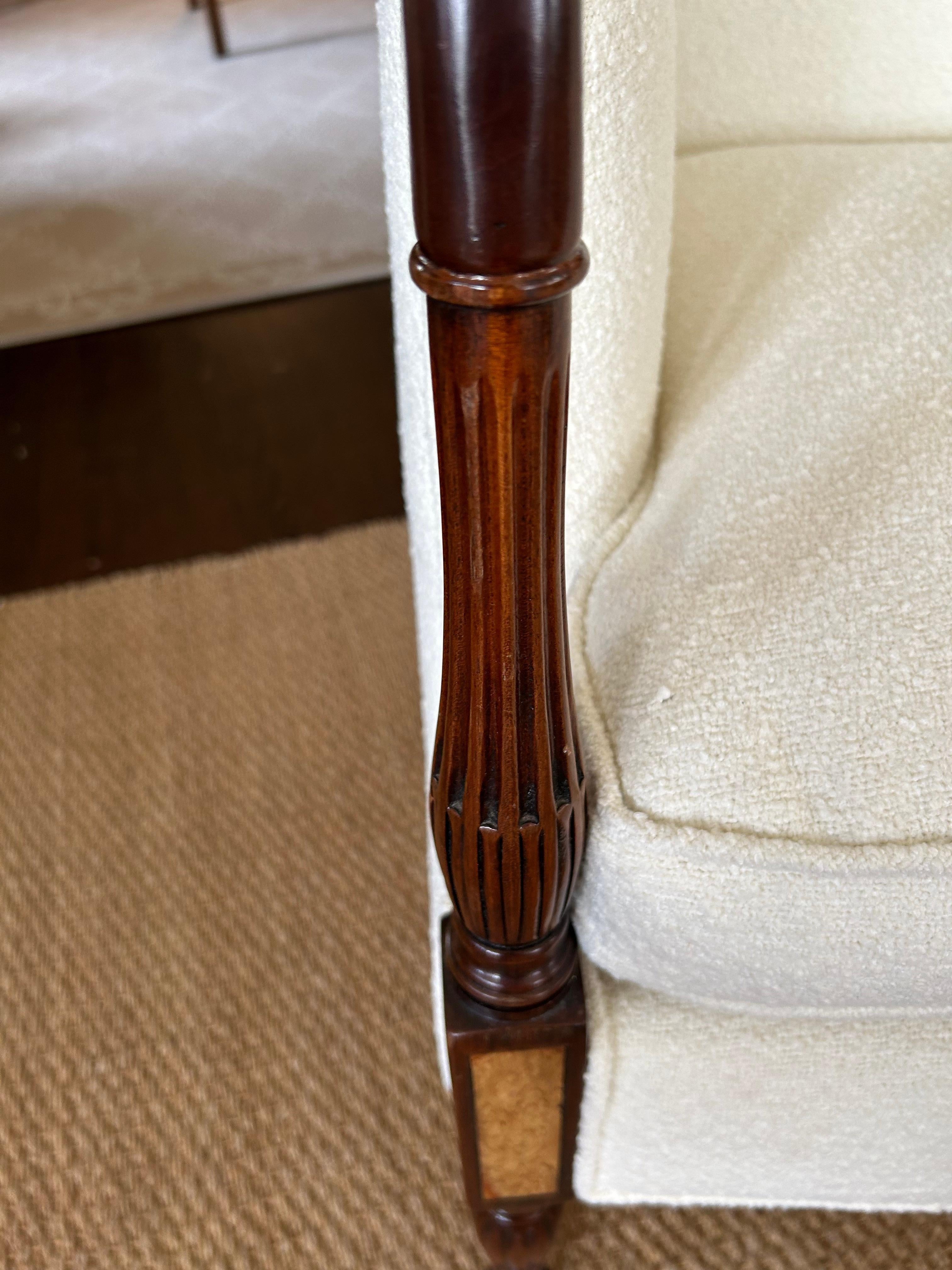 Mid-20th Century Elegant Comfortable Antique Club Chair with New Boucle Upholstery
