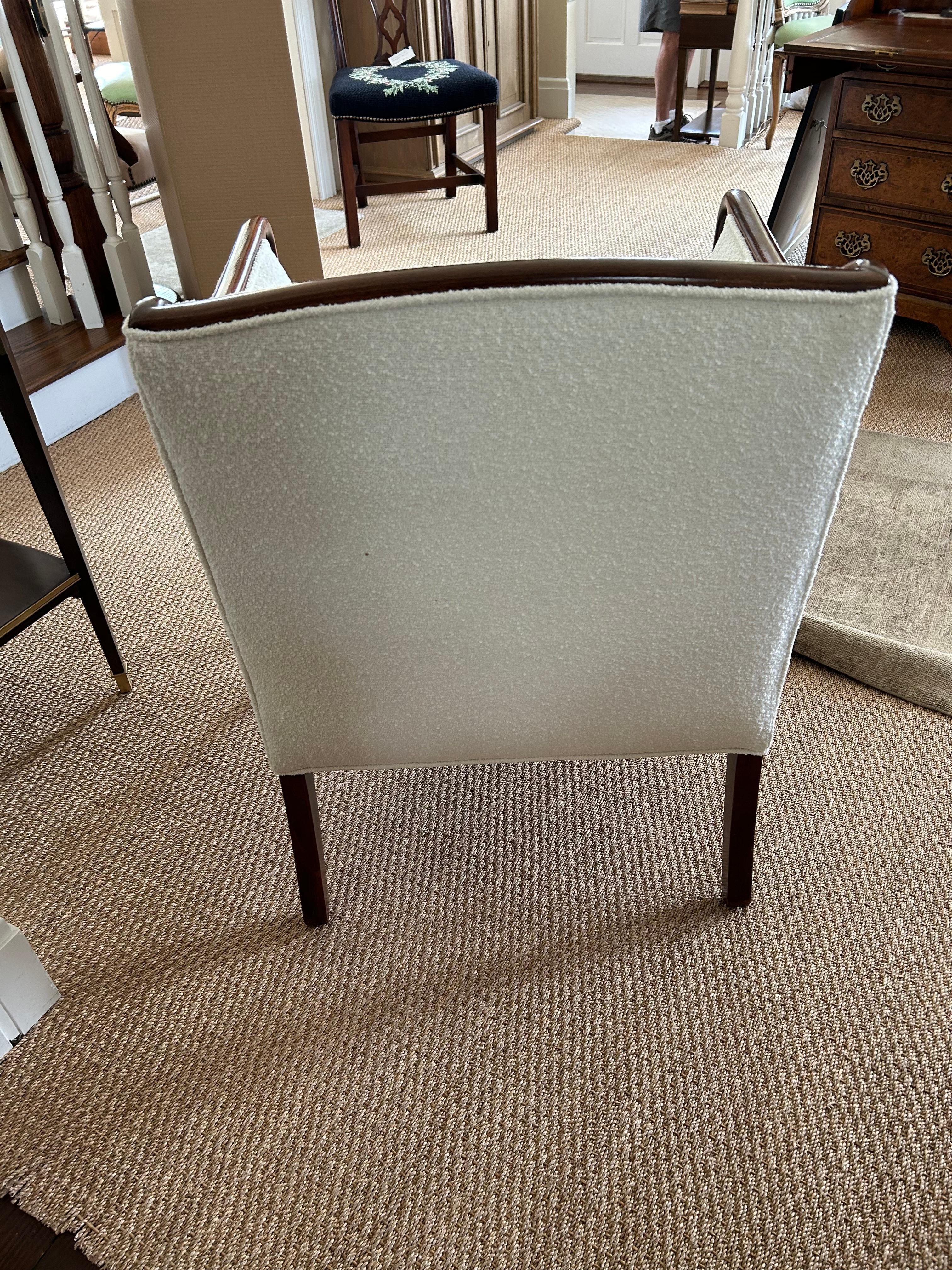 Elegant Comfortable Antique Club Chair with New Boucle Upholstery 2
