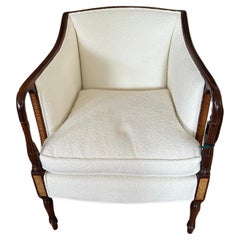 Elegant Comfortable Antique Club Chair with New Boucle Upholstery