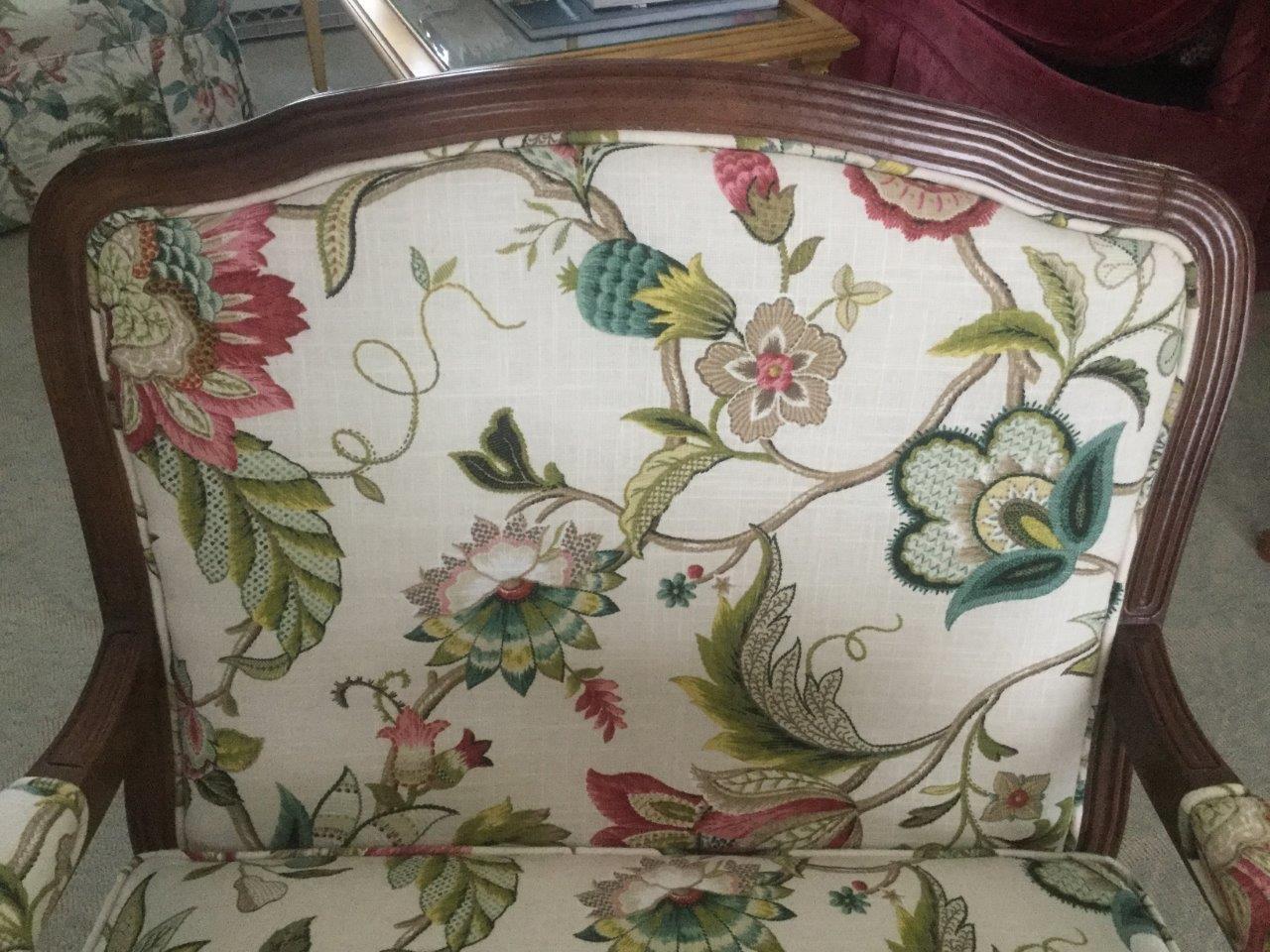 Louis XVI Elegant Comfy Pair of French Style Bergere Armchairs with Floral Upholstery