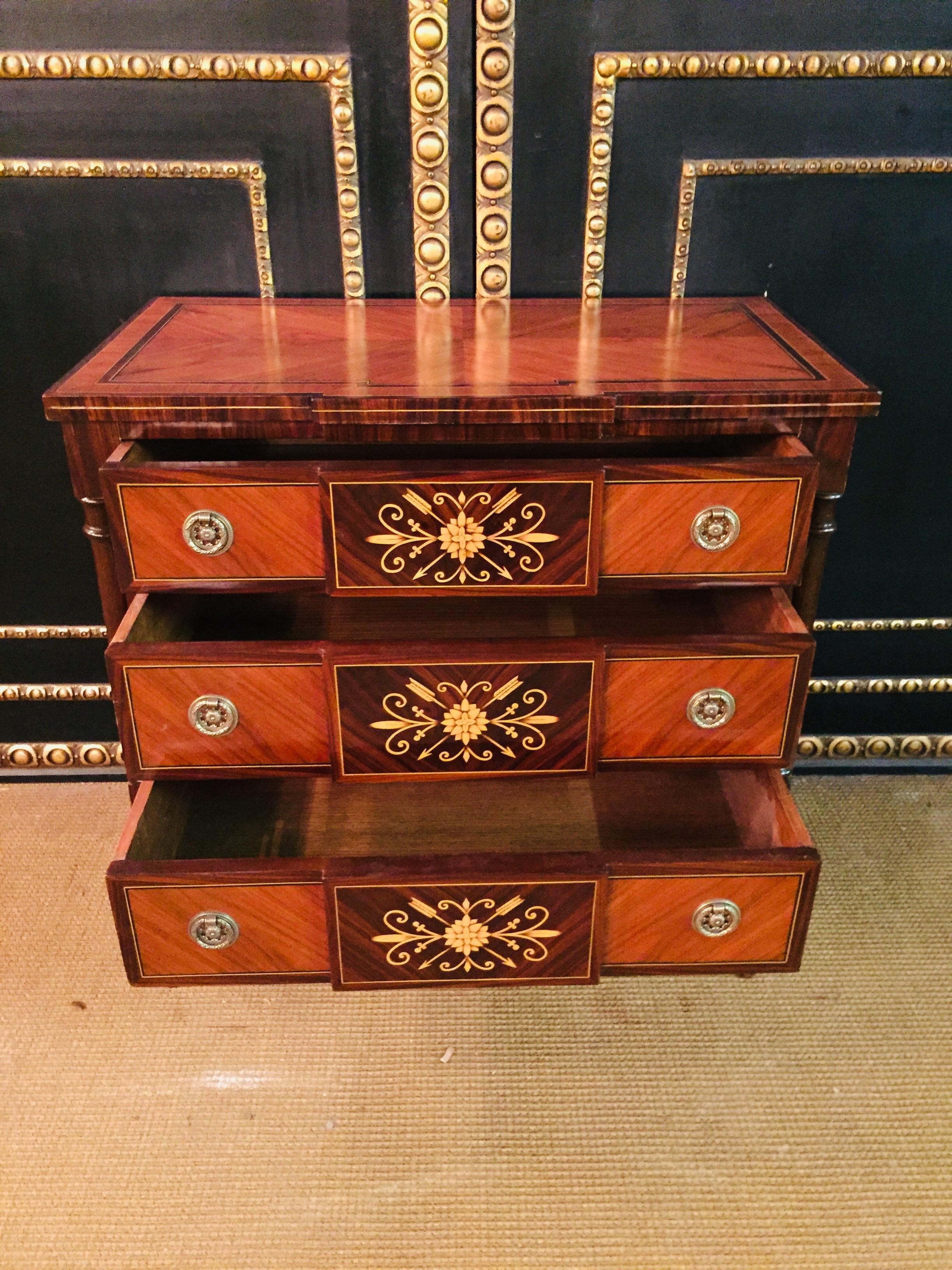 Elegant Commode with Mirror antique Biedermeier Style with Inlays Mahogany For Sale 9