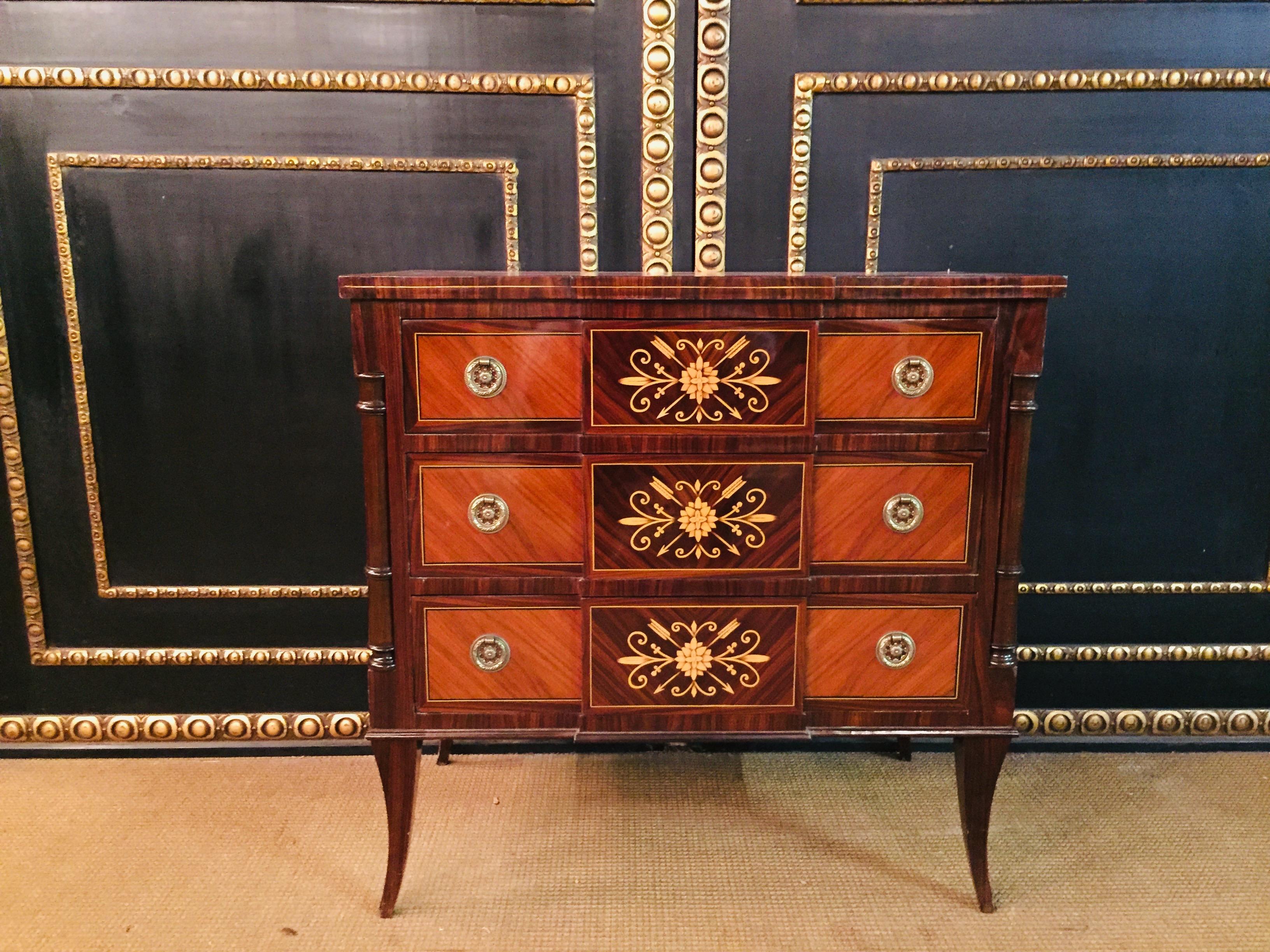 Elegant Commode with Mirror antique Biedermeier Style with Inlays Mahogany For Sale 10
