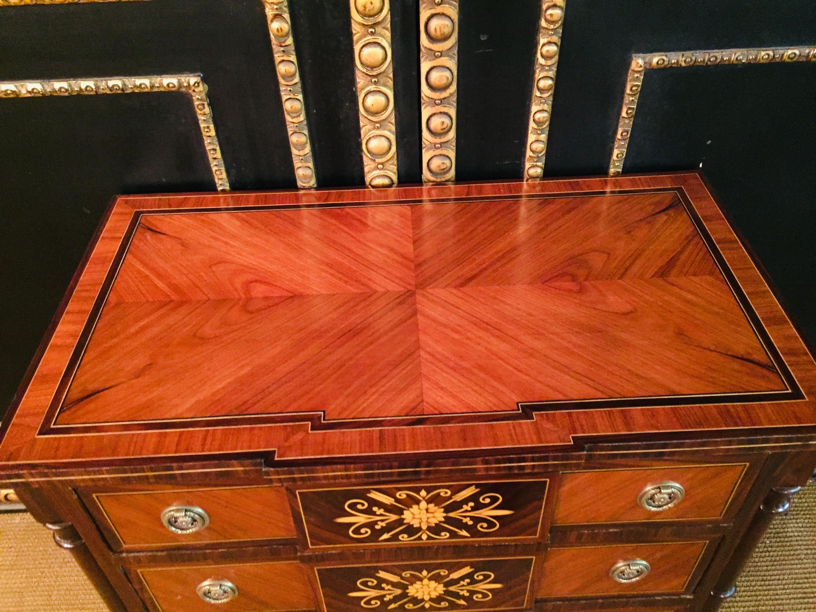 Elegant Commode with Mirror antique Biedermeier Style with Inlays Mahogany For Sale 11