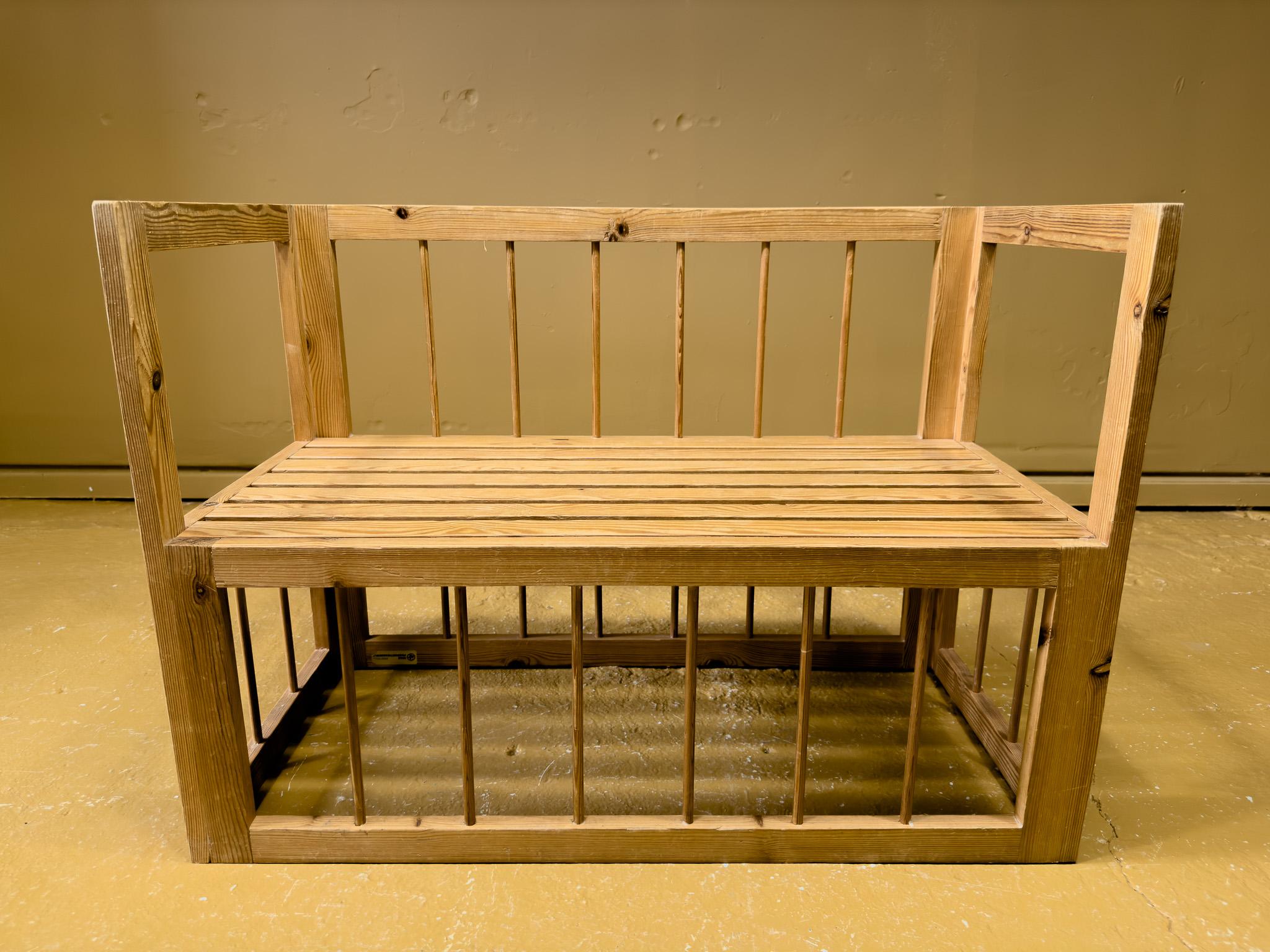 Danish Elegant Compact Pine Bench For Sale