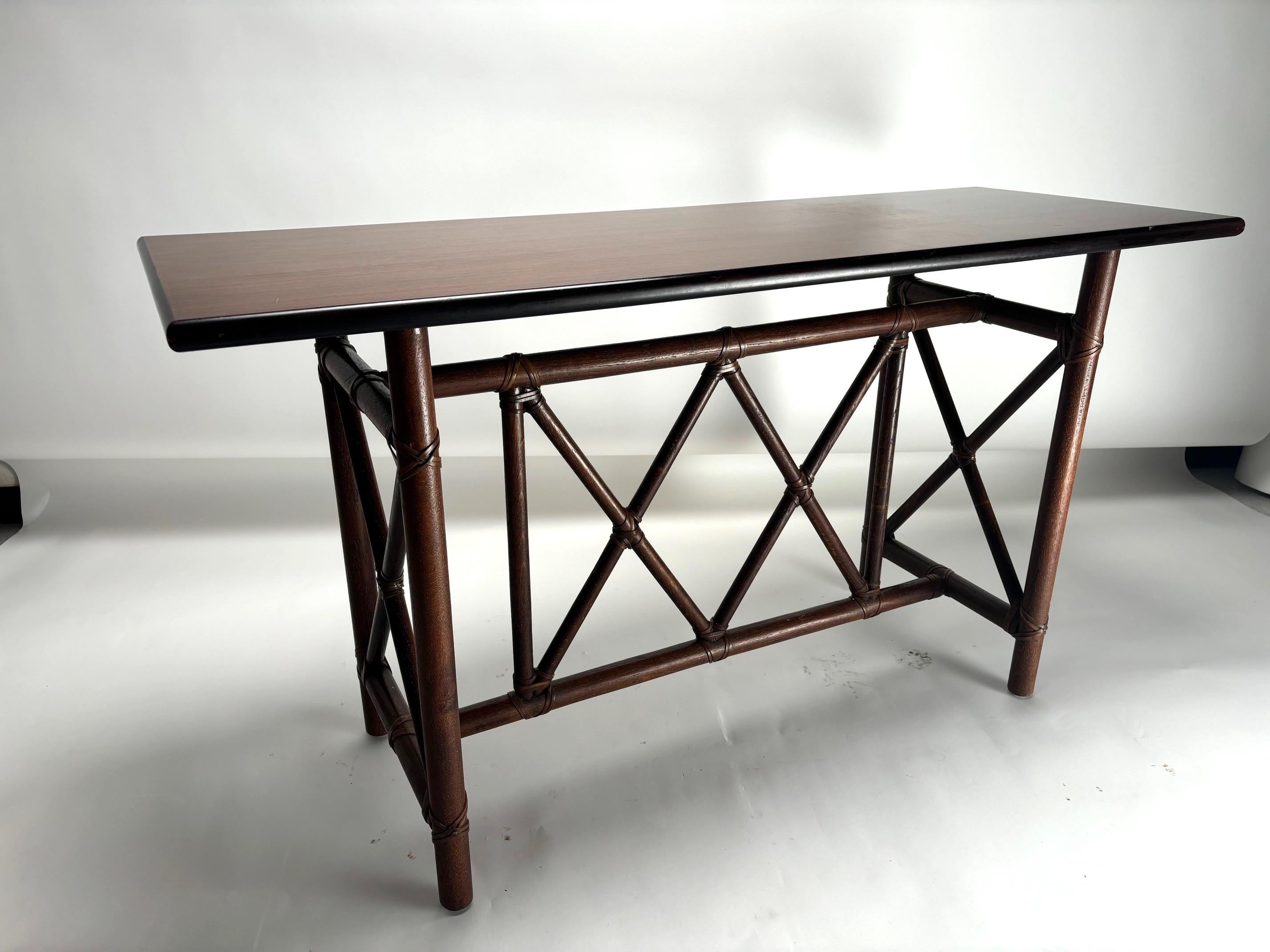 Wood Elegant Console by Lyda Levi for McGuire, 1970s For Sale