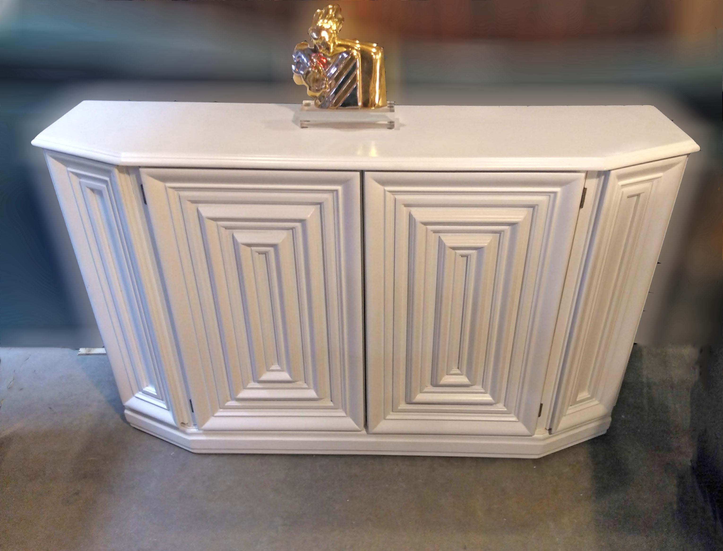 white lacquer console cabinet