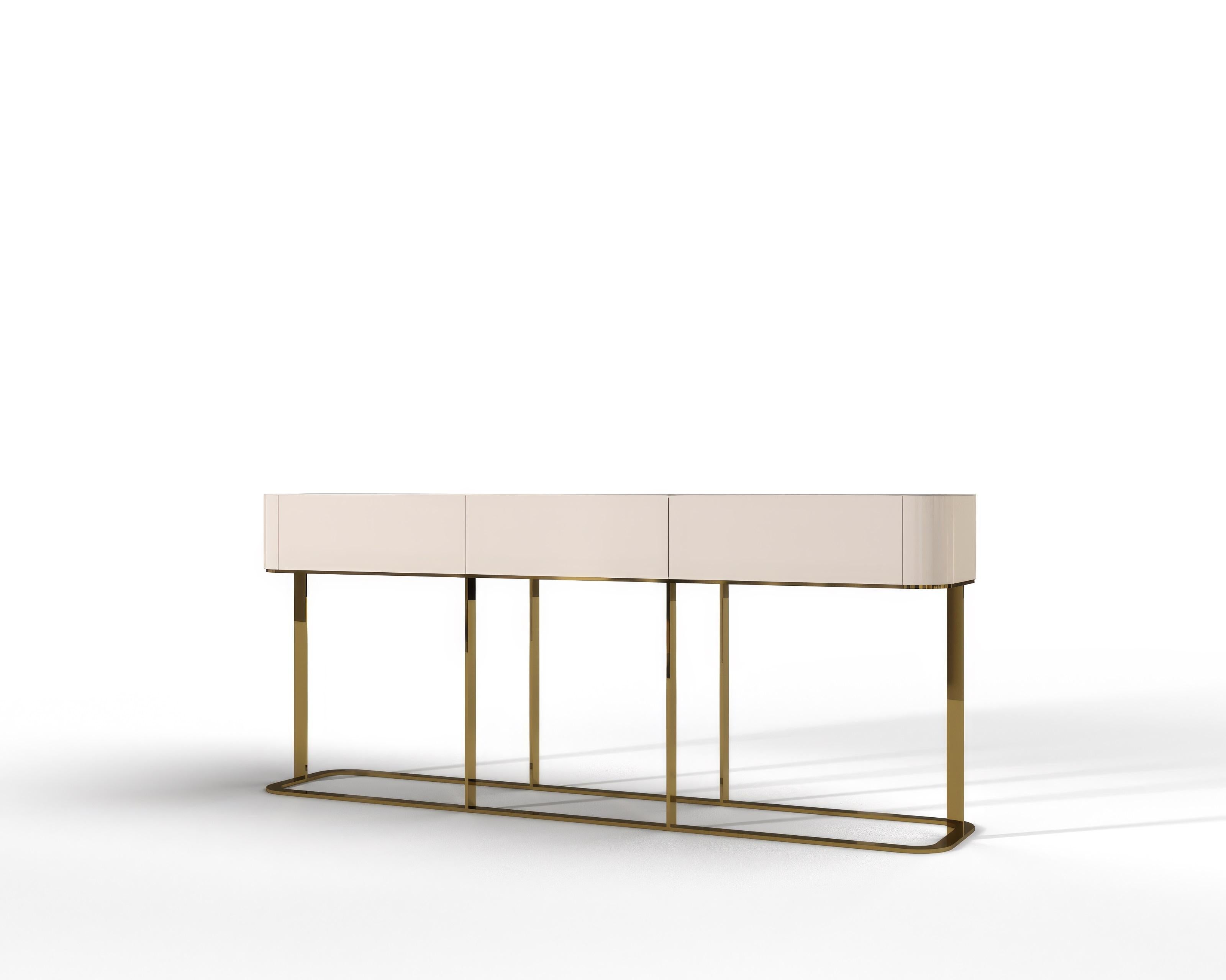 Elegant Console with metal legs in minimalist style, LUNA LUX Collection For Sale 1