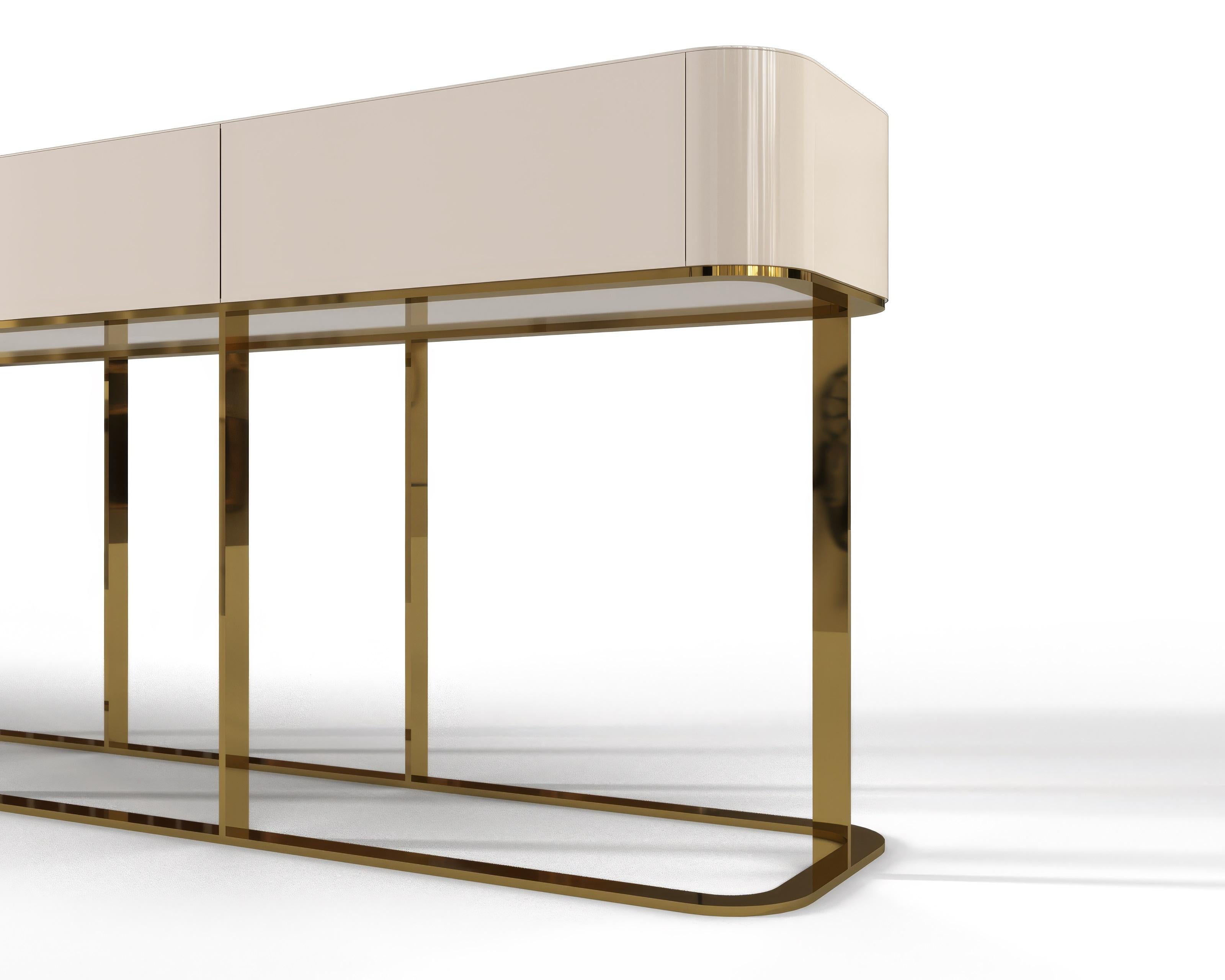 Elegant Console with metal legs in minimalist style, LUNA LUX Collection For Sale 2