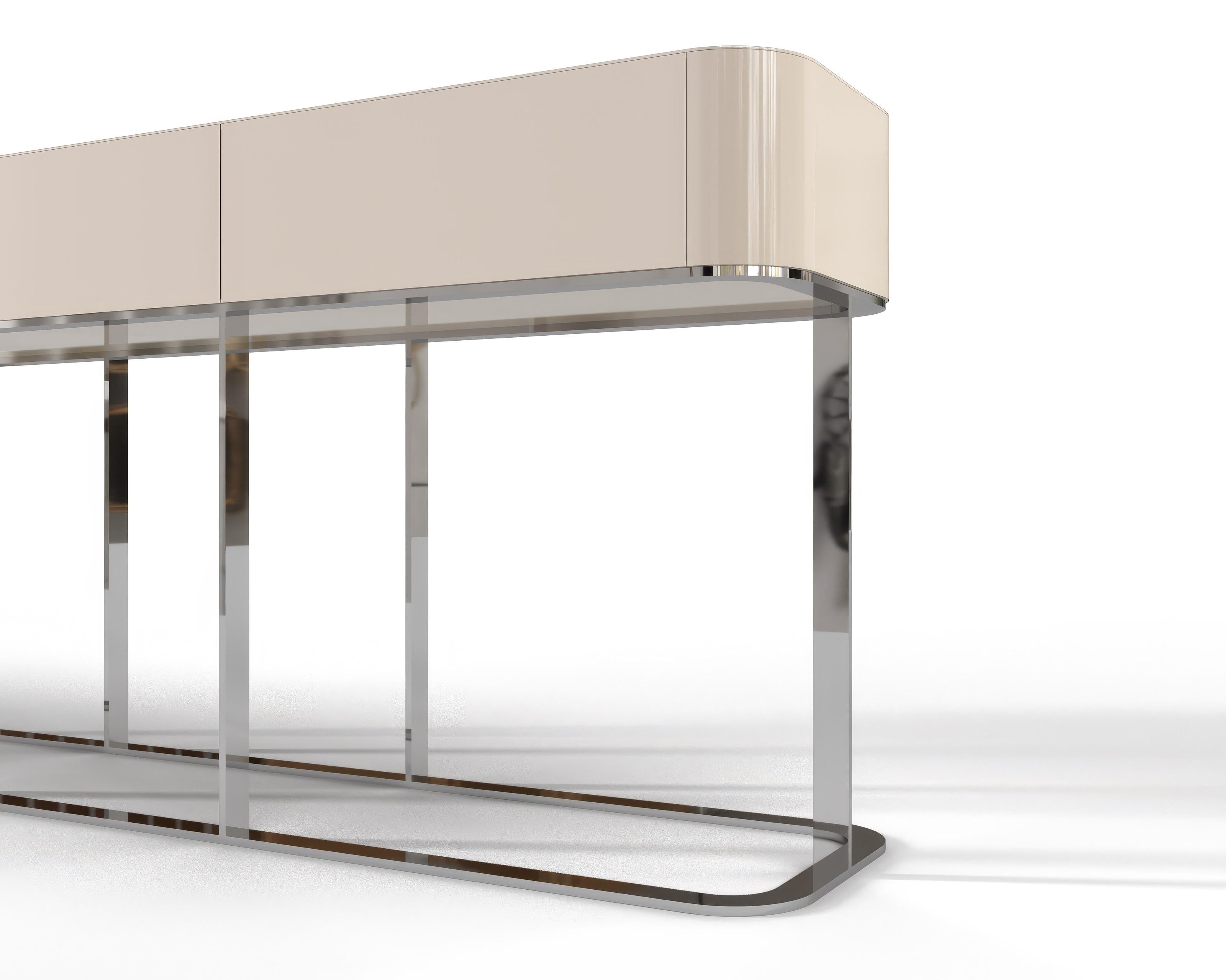 Elegant Console with metal legs in minimalist style, LUNA LUX Collection For Sale 4