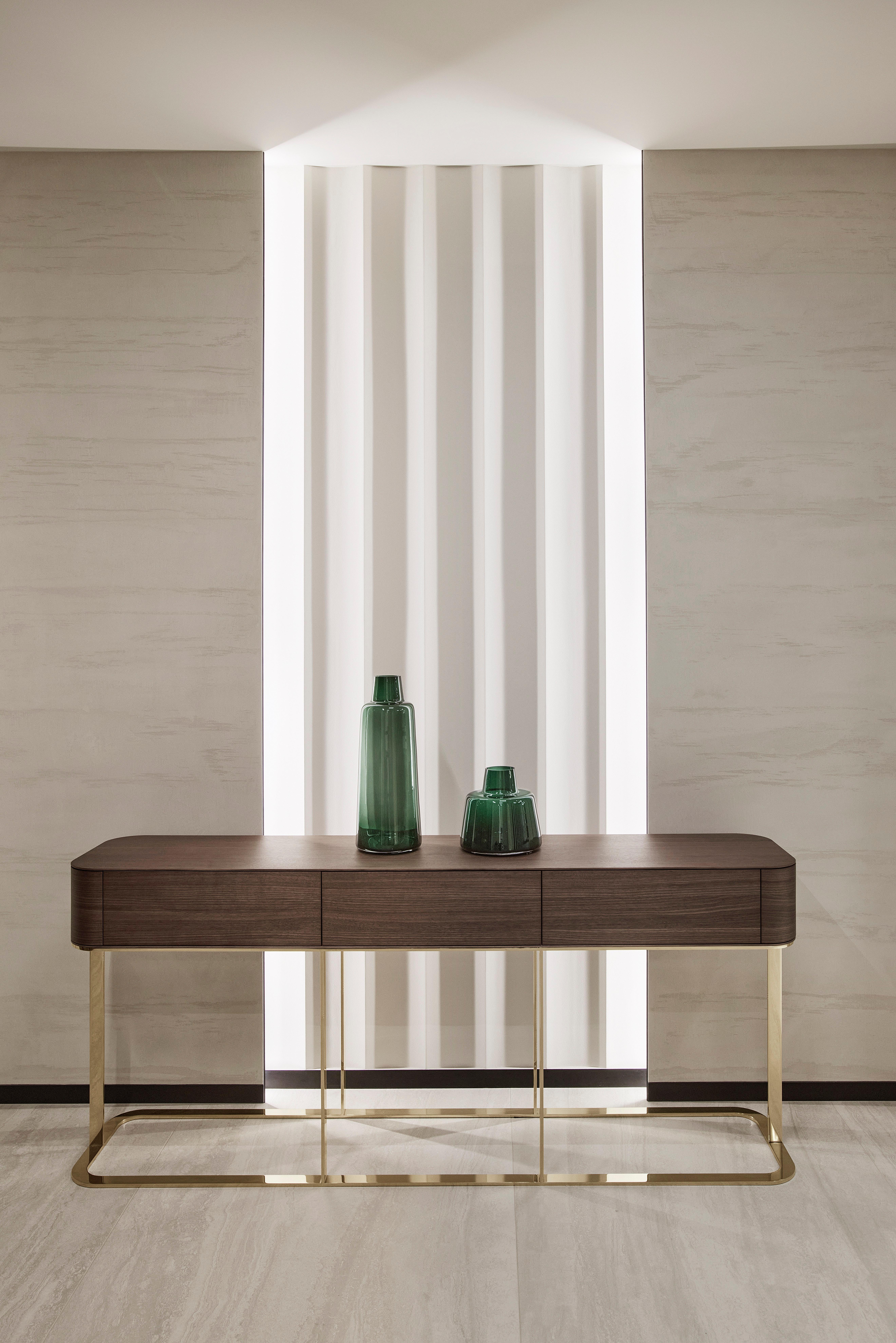 Elegant Console with metal legs in minimalist style, LUNA LUX Collection For Sale 5