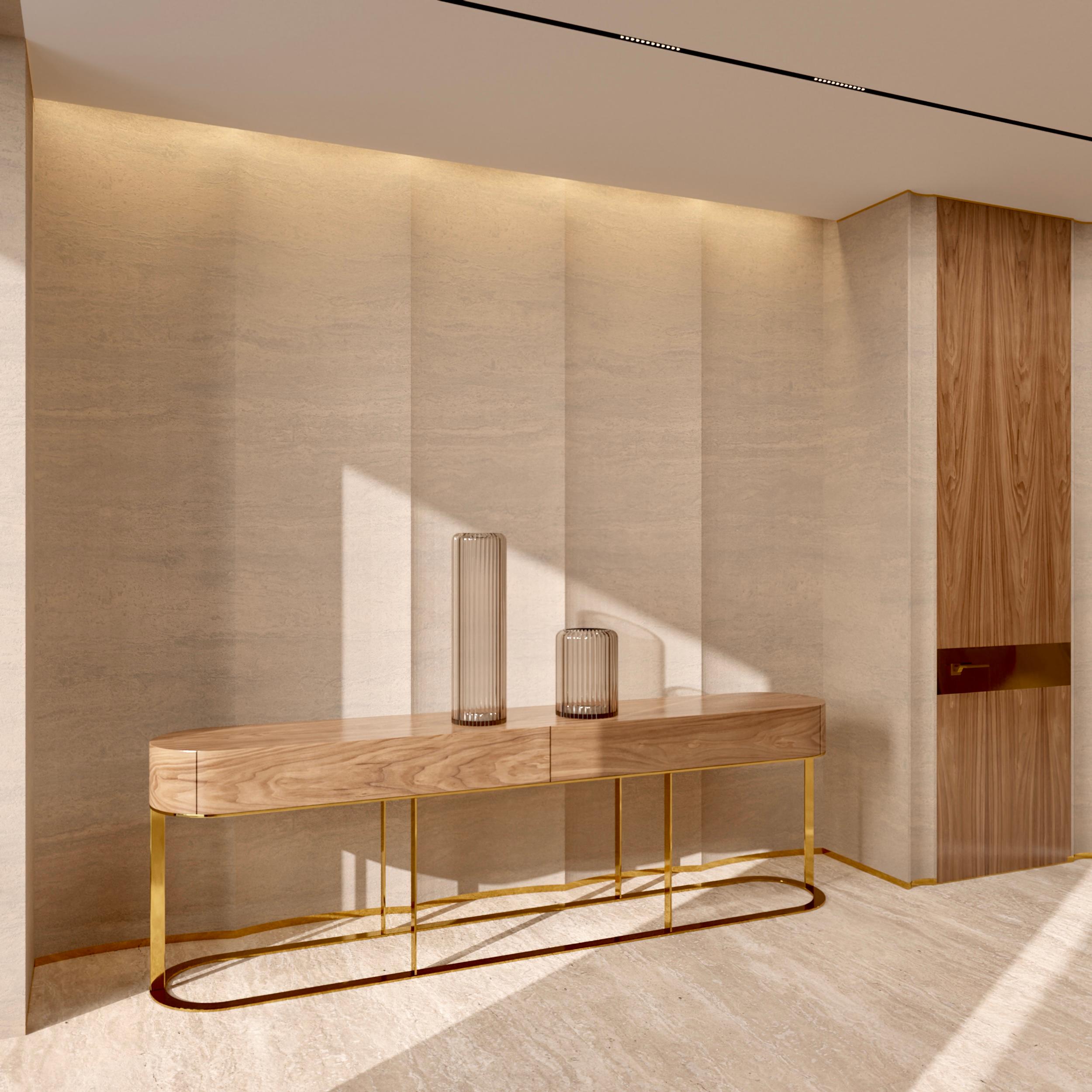 Elegant Console with metal legs in minimalist style, LUNA LUX Collection For Sale 8