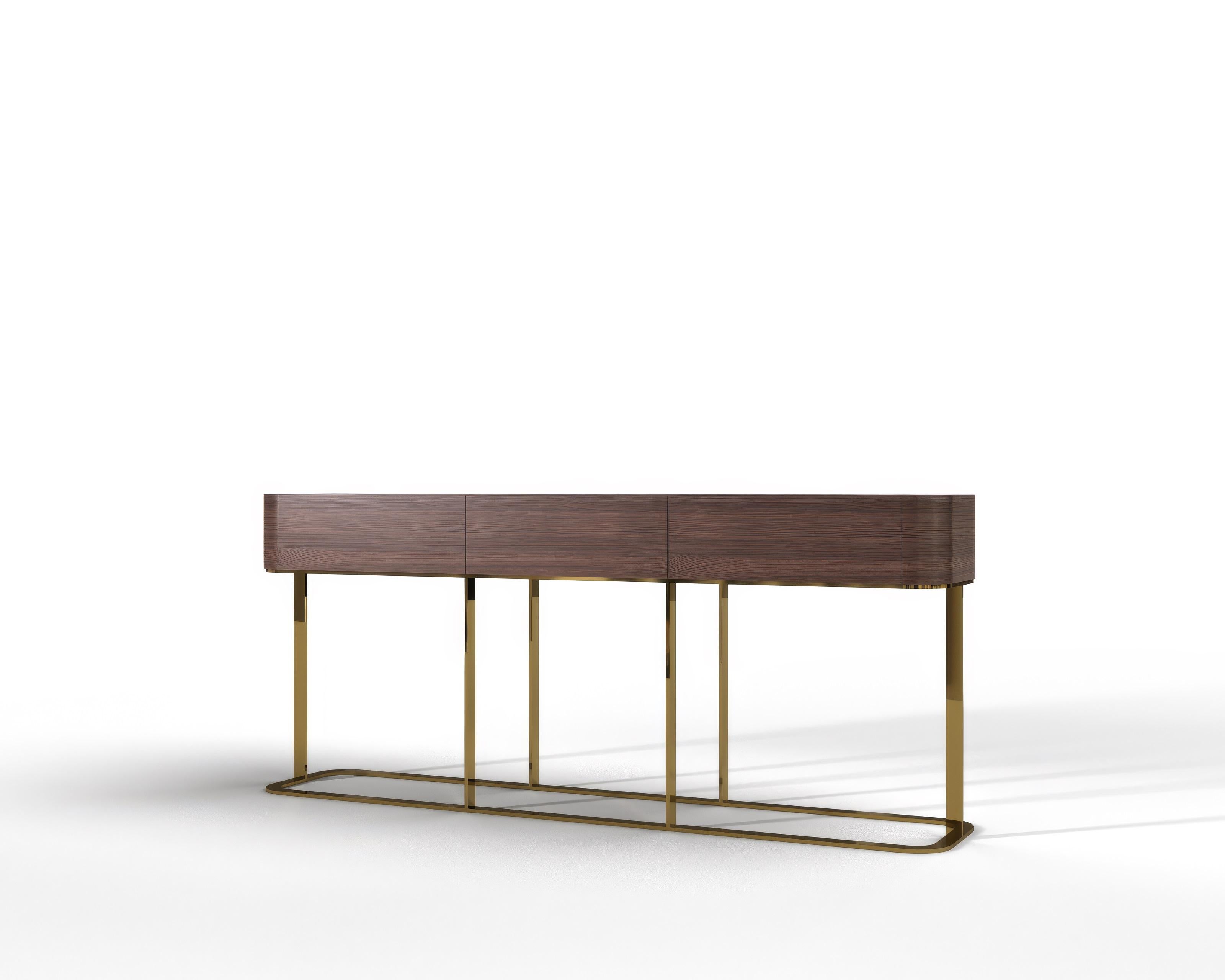 Trying to find the perfect combination of comfort and practicality, we developed a console table. This table embodies harmonious design, which combines functionality and aesthetics, expressed in minimalist forms.
The metal frame adds exquisite