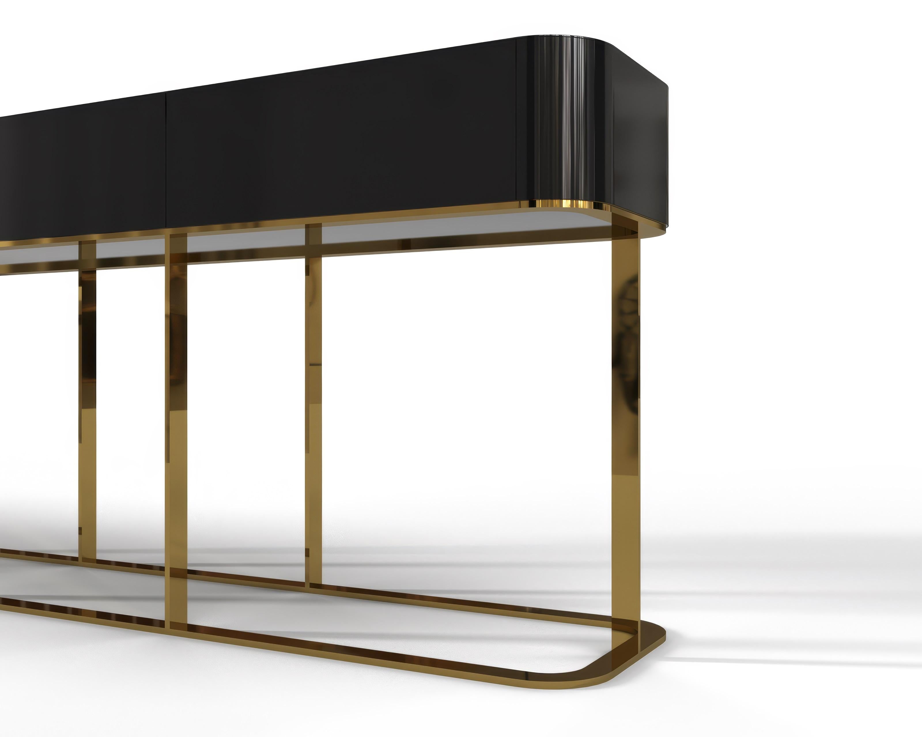 Elegant Console with metal legs in minimalist style, LUNA LUX Collection In New Condition For Sale In Port Orchard, WA