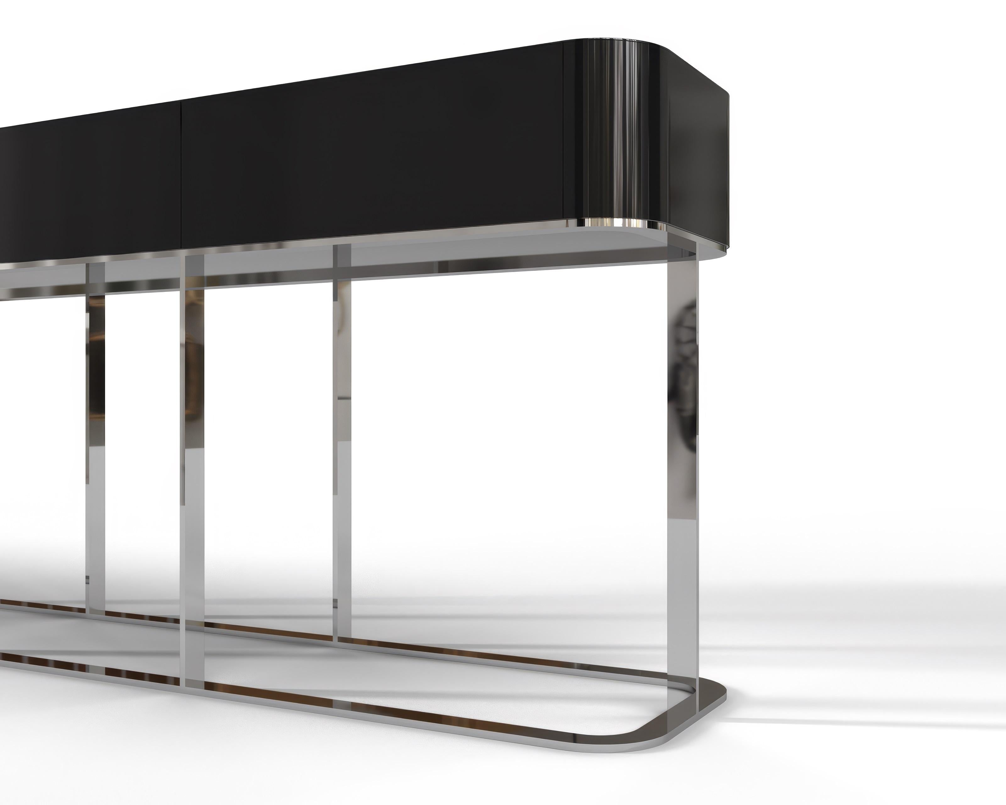 Contemporary Elegant Console with metal legs in minimalist style, LUNA LUX Collection For Sale