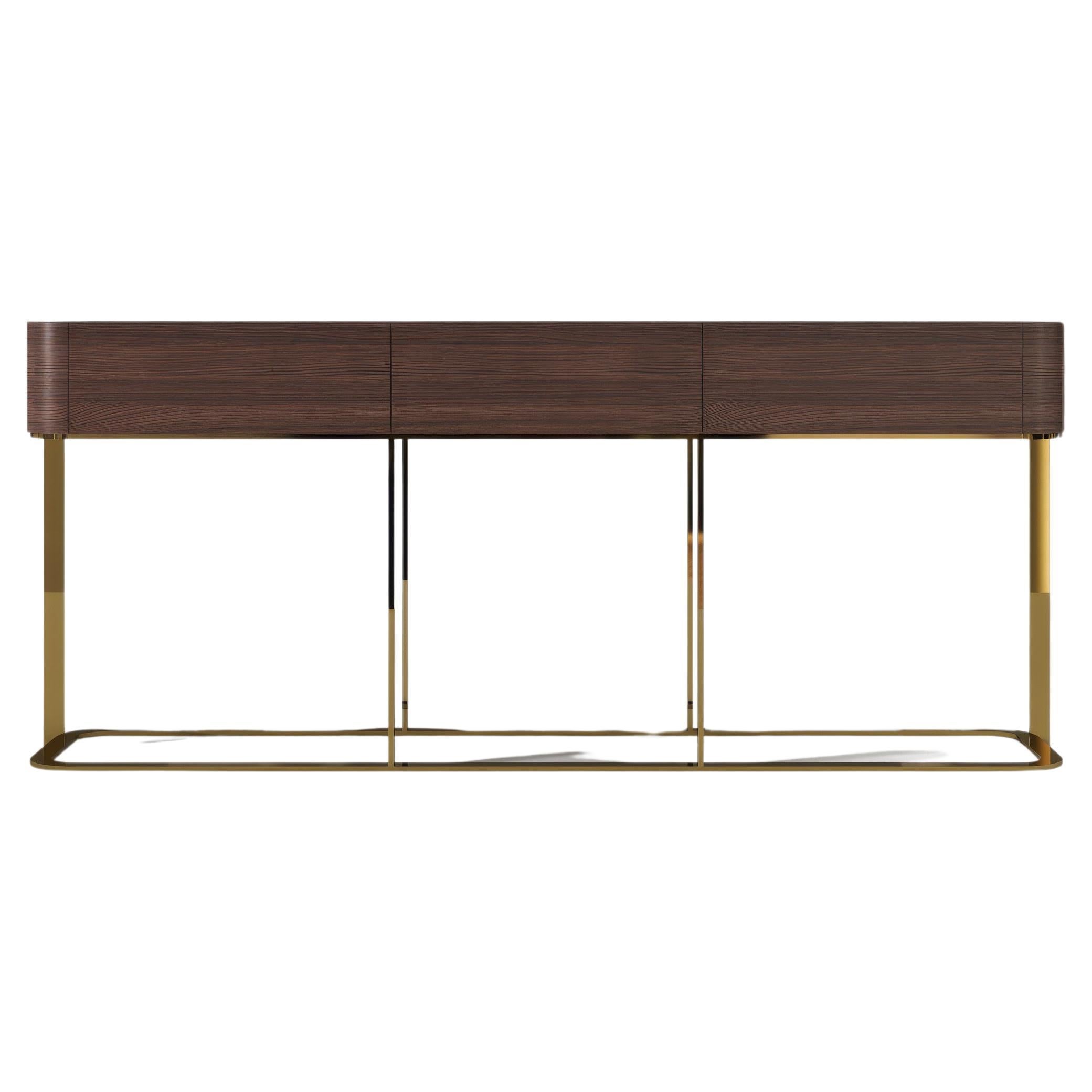 Elegant Console with metal legs in minimalist style, LUNA LUX Collection For Sale