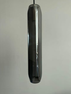 Elegant contemporary Selene Lead Crystal Pendant light in Steel Grey