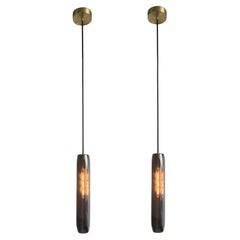 Elegant contemporary Selene Lead Crystal Pendant light in Steel Grey