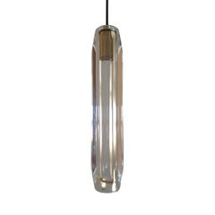 Elegant contemporary Selene Lead Crystal Pendant light with Brushed Brass canopy