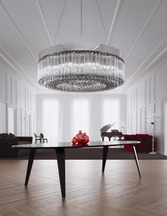 Elegant Contemporary Suspended Murano Blown Glass Crystal Chandelier by Venini