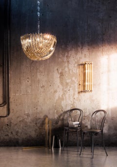 Elegant Contemporary Suspended Murano Blown Glass Crystal Chandelier by Venini