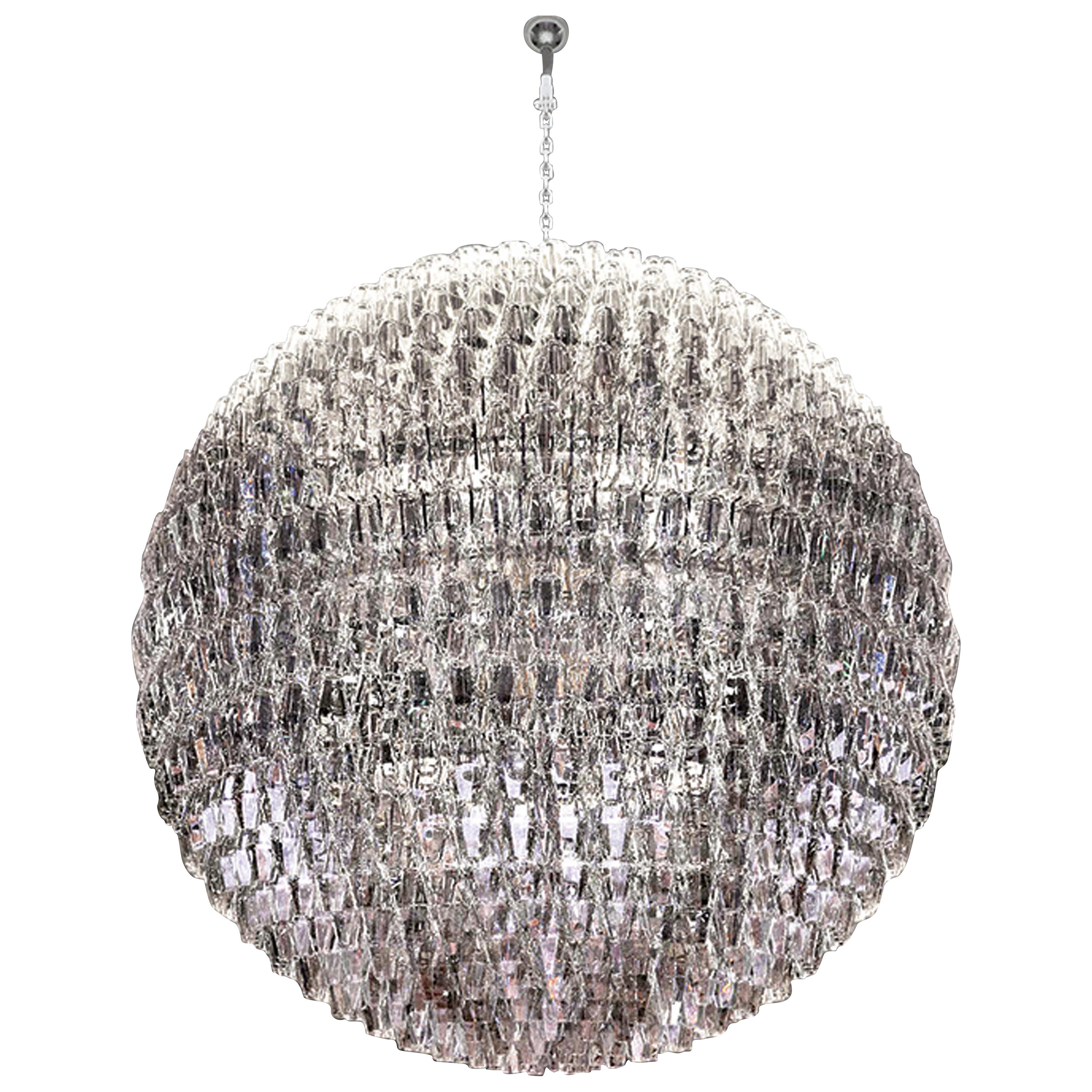 Elegante araña contemporánea suspendida de cristal soplado de Murano by Venini