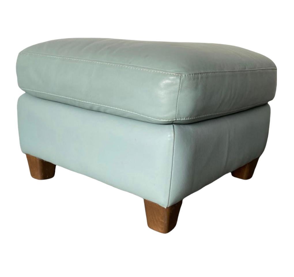 teal leather ottoman