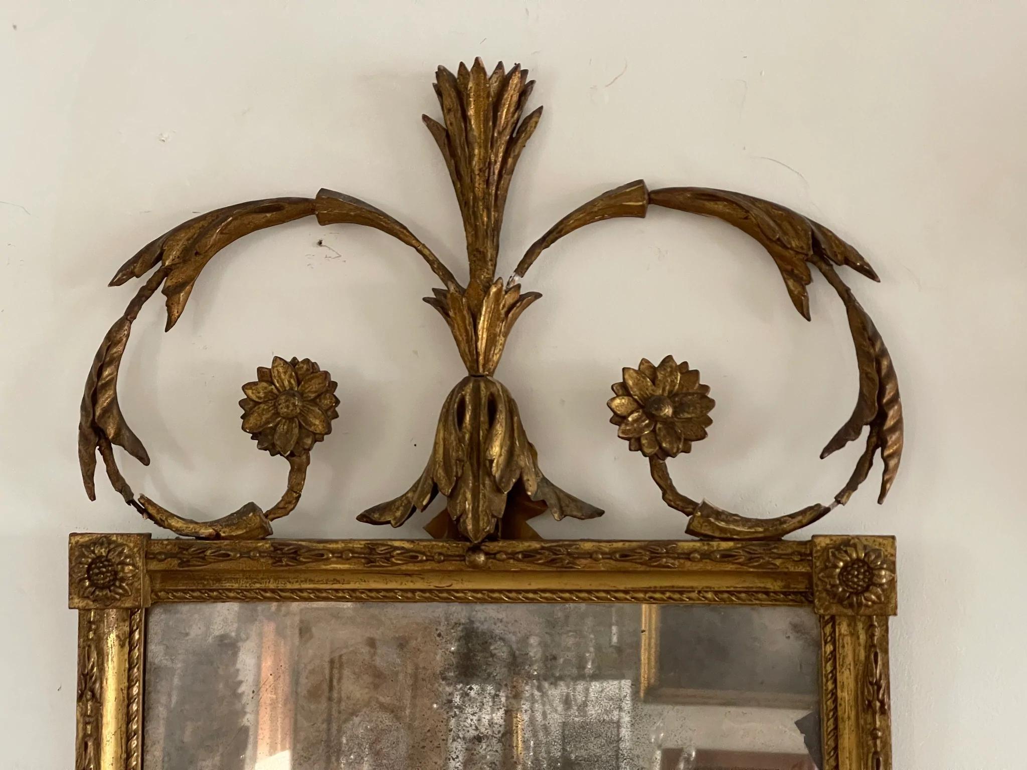 Elegant Continental Baroque Carved & Gilded Mirror 18th Century In Good Condition In Doylestown, PA