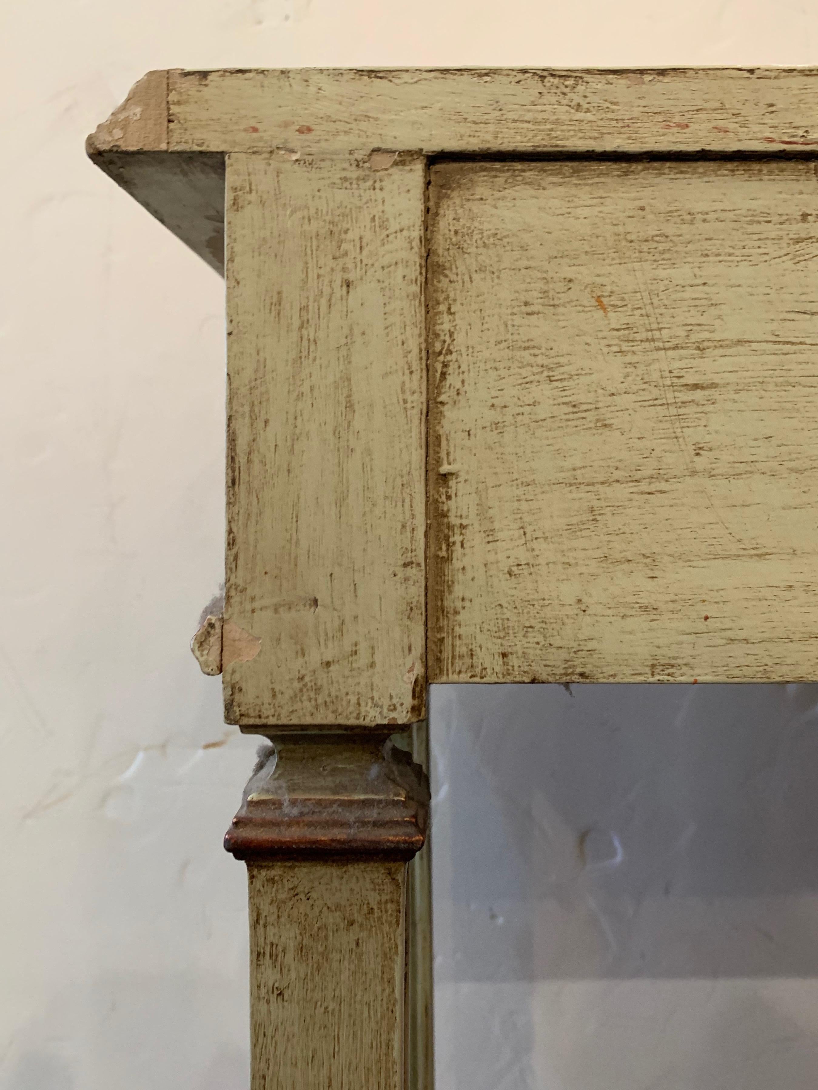 Elegant Continental Neoclassical Painted Console Table with Two Drawers 3