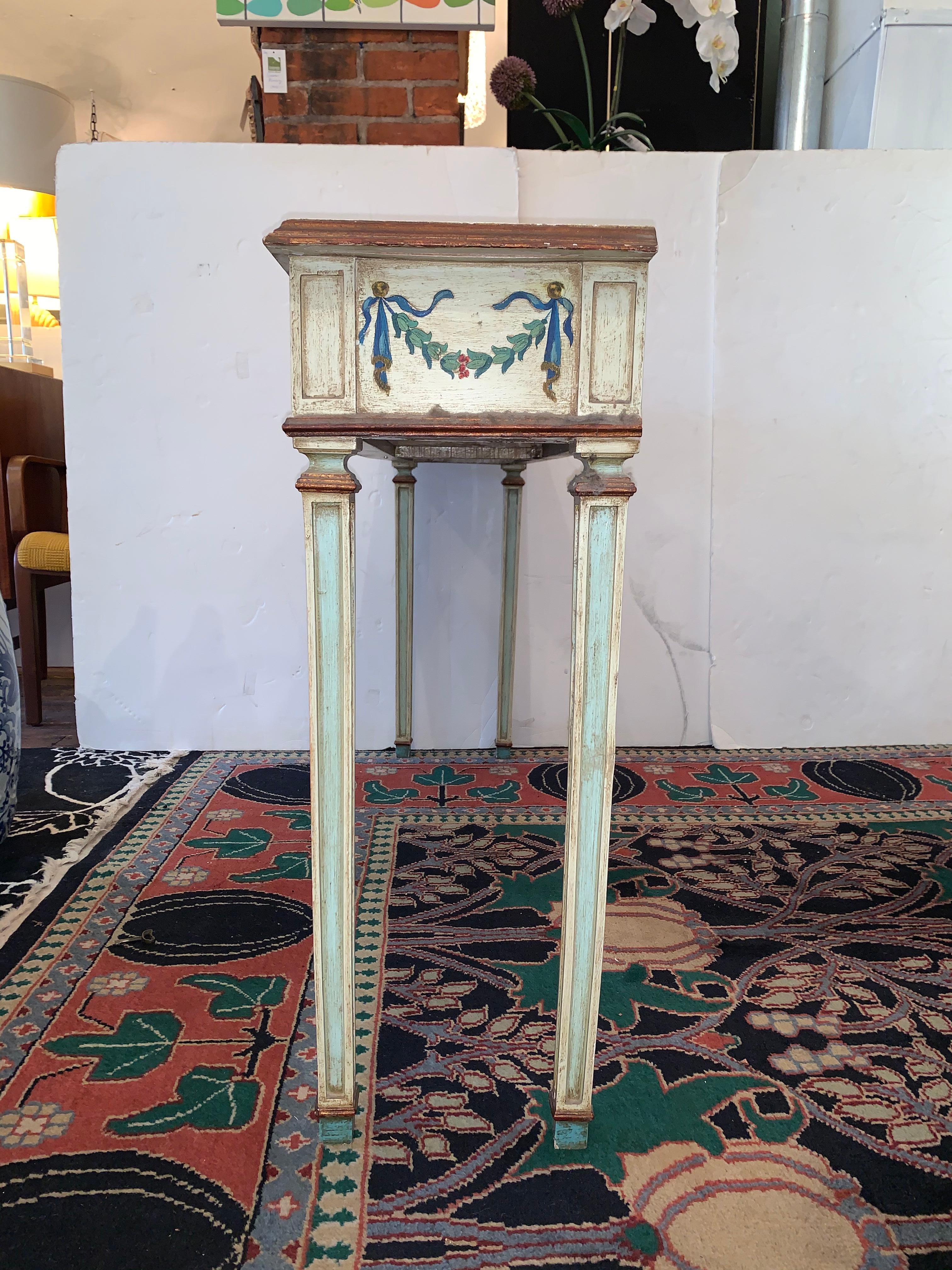 Mid-20th Century Elegant Continental Neoclassical Painted Console Table with Two Drawers