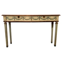 Elegant Continental Neoclassical Painted Console Table with Two Drawers