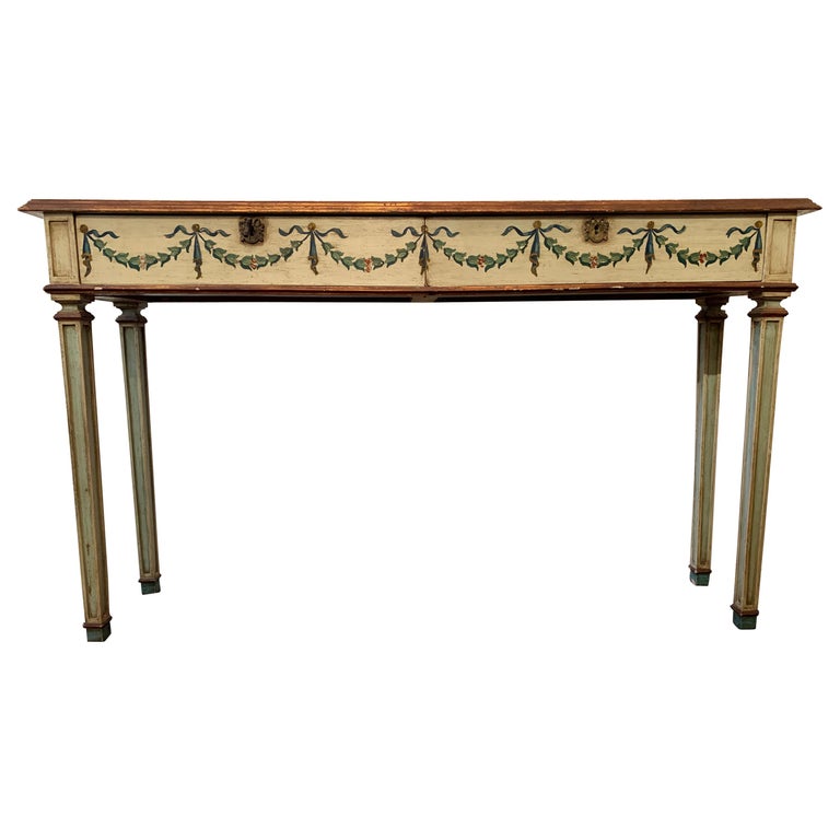 Elegant Continental Neoclassical Painted Console Table with Two Drawers ...